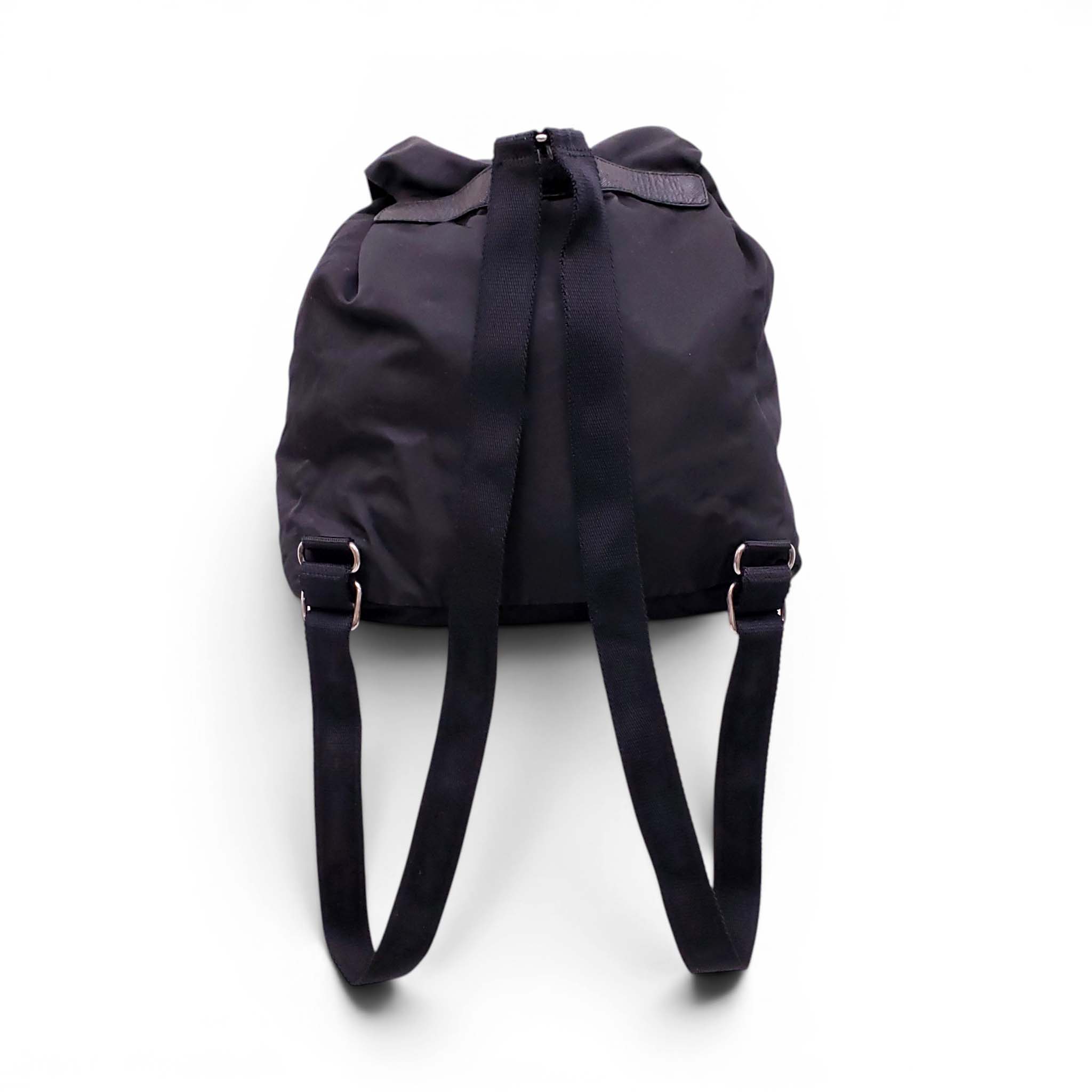PRADA BLACK VINTAGE LOGO BACKPACK