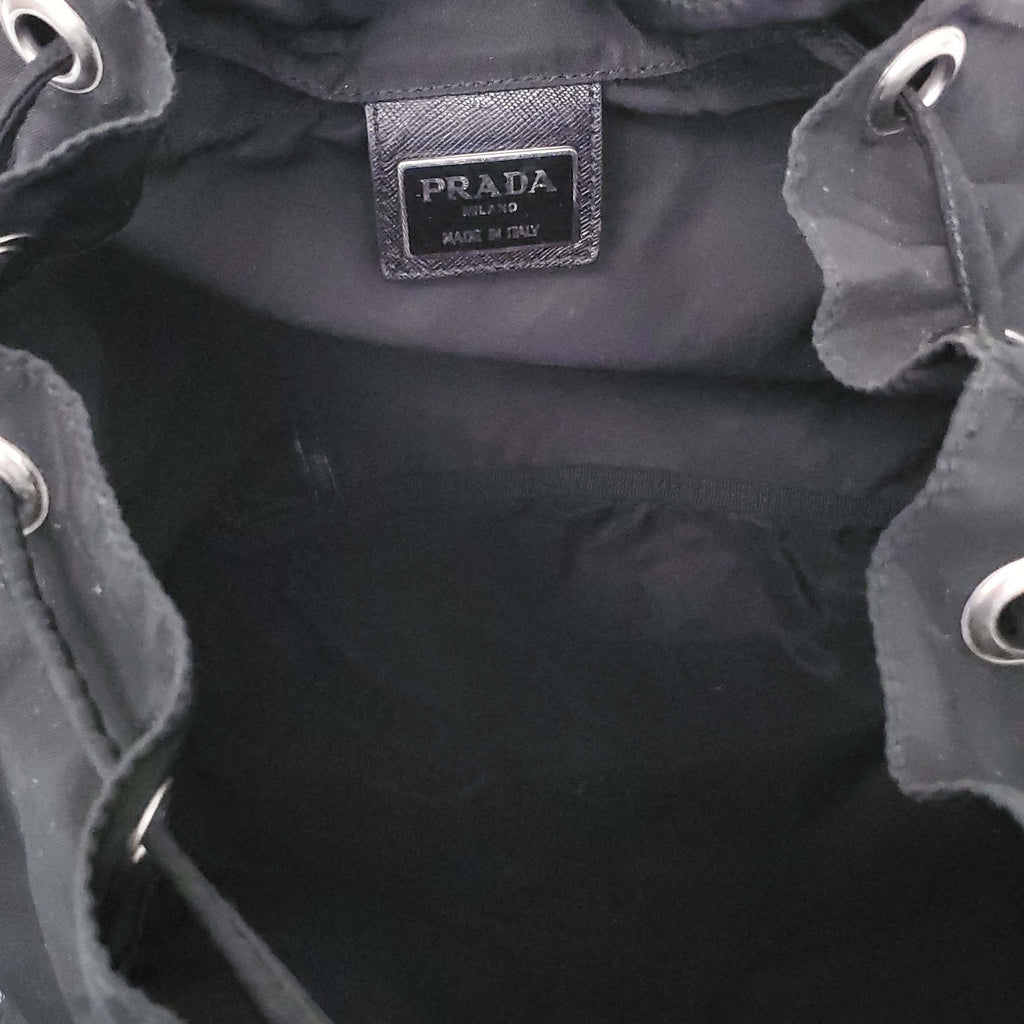 PRADA BLACK VINTAGE LOGO BACKPACK