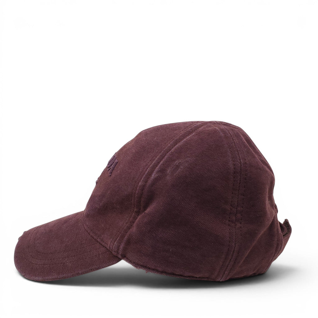 PRADA BROWN DISTRESSED LOGO BASEBALL HAT- SIZE M