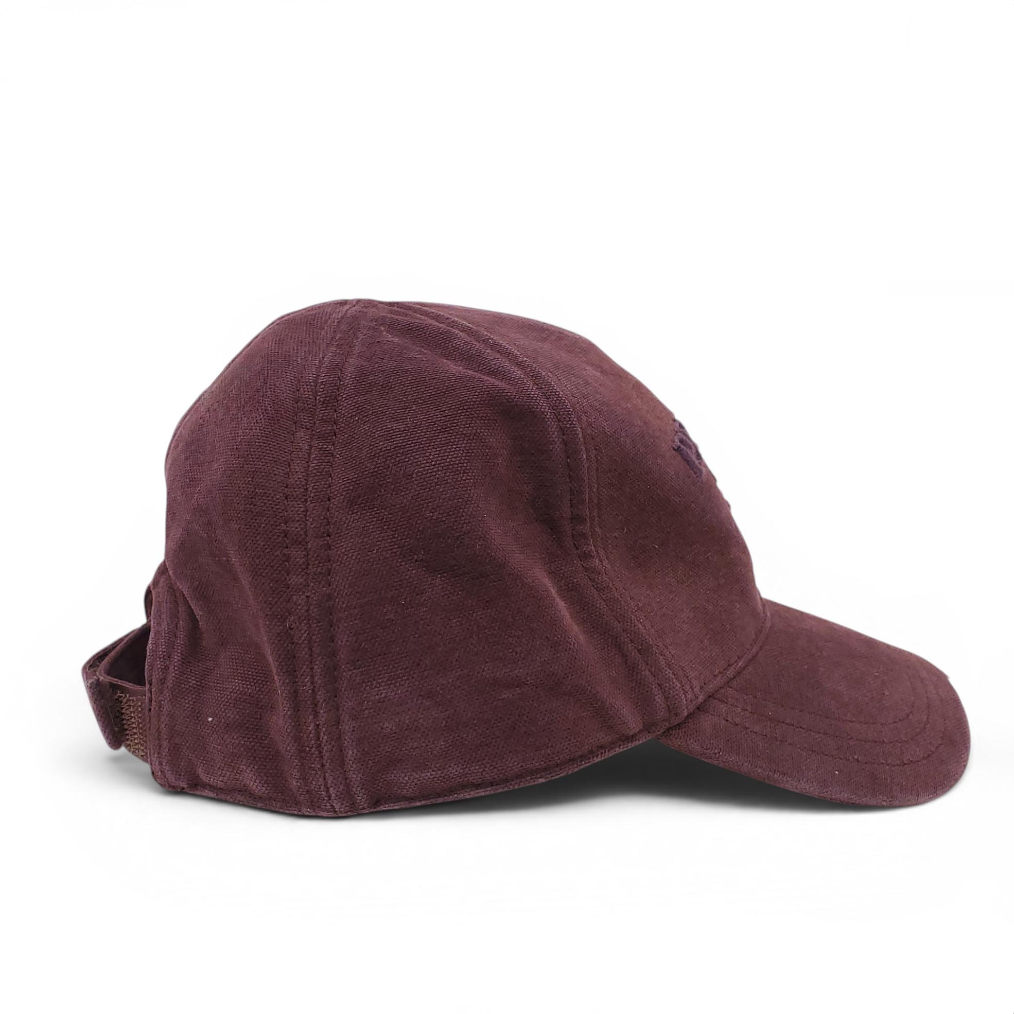 PRADA BROWN DISTRESSED LOGO BASEBALL HAT- SIZE M