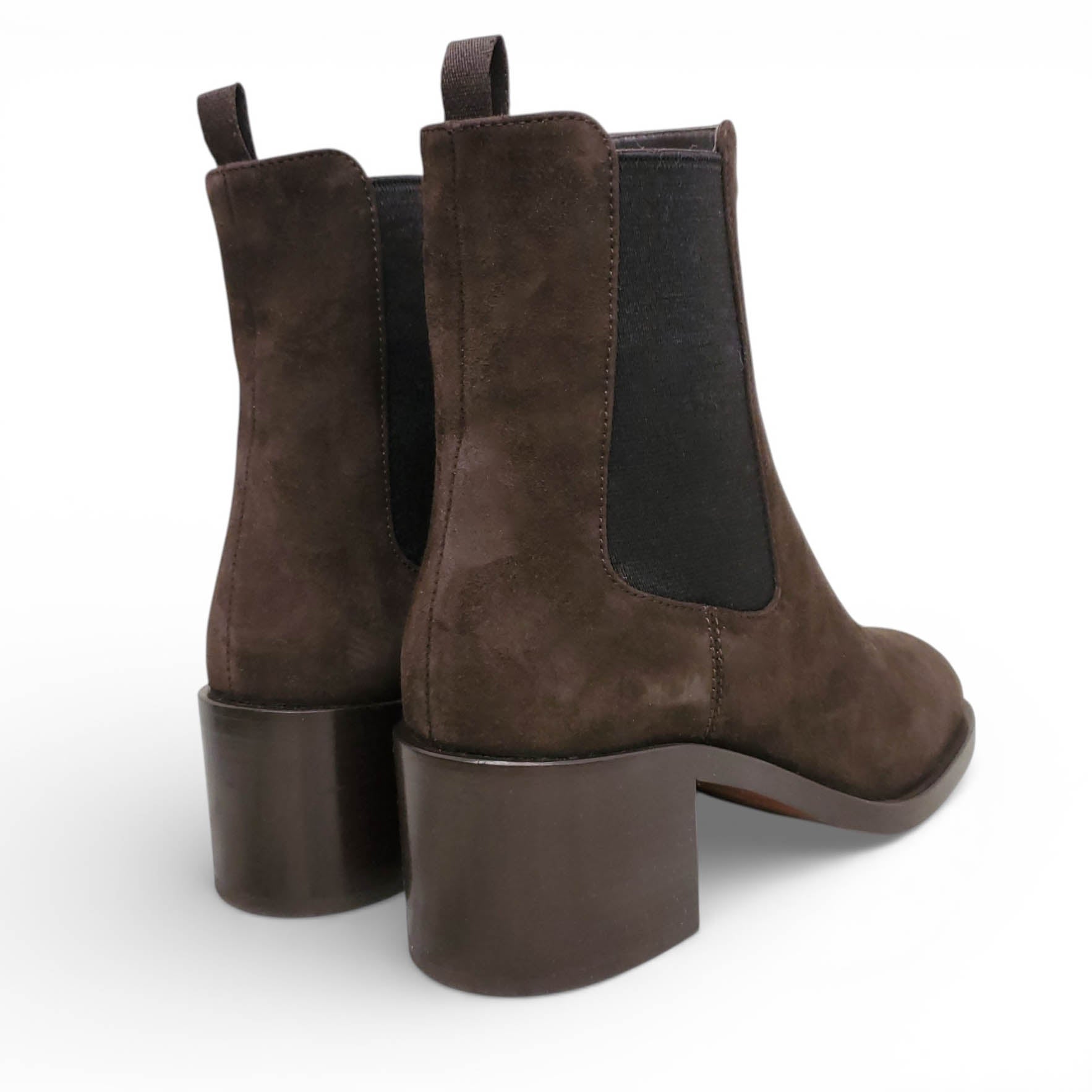 PRADA BROWN SUEDE CHELSEA BOOTS WITH LOGO - SIZE 35.5