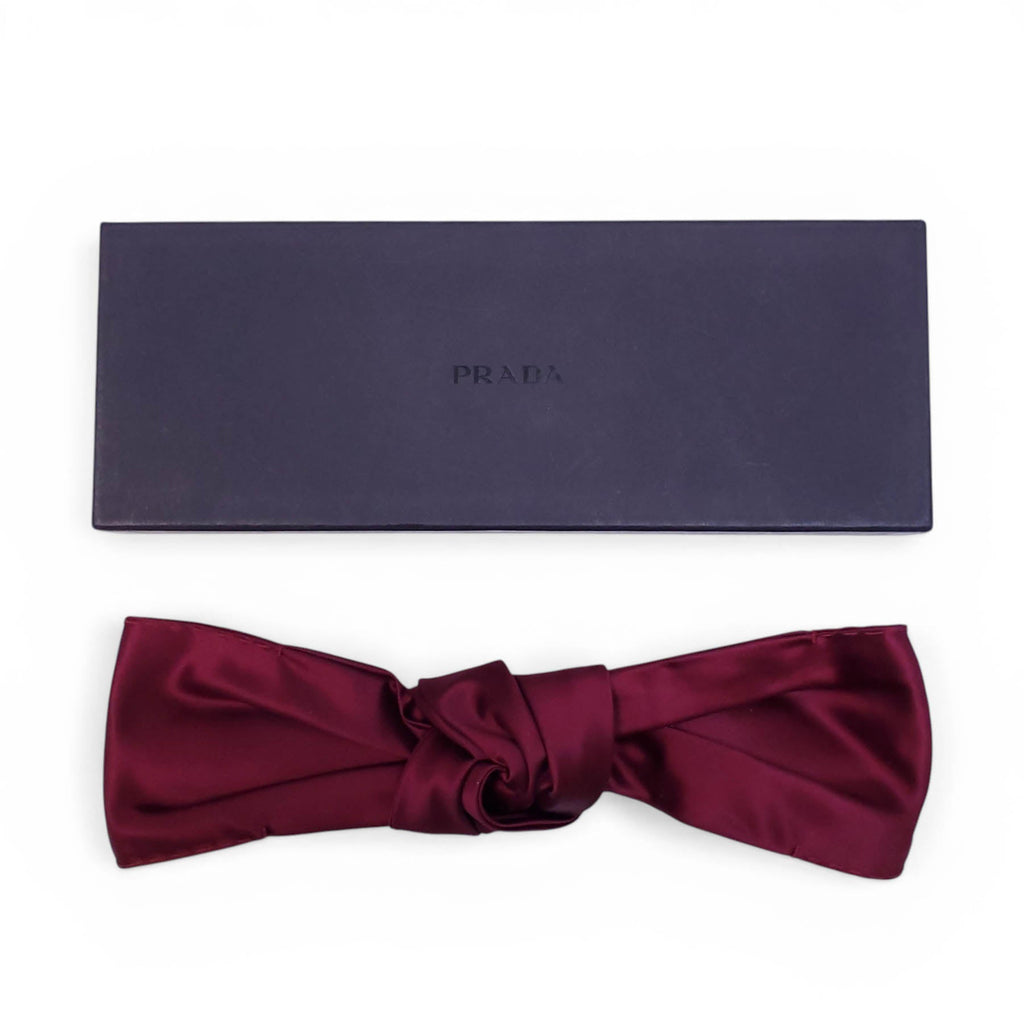 PRADA BURGUNDY SILK KNOT HEADBAND