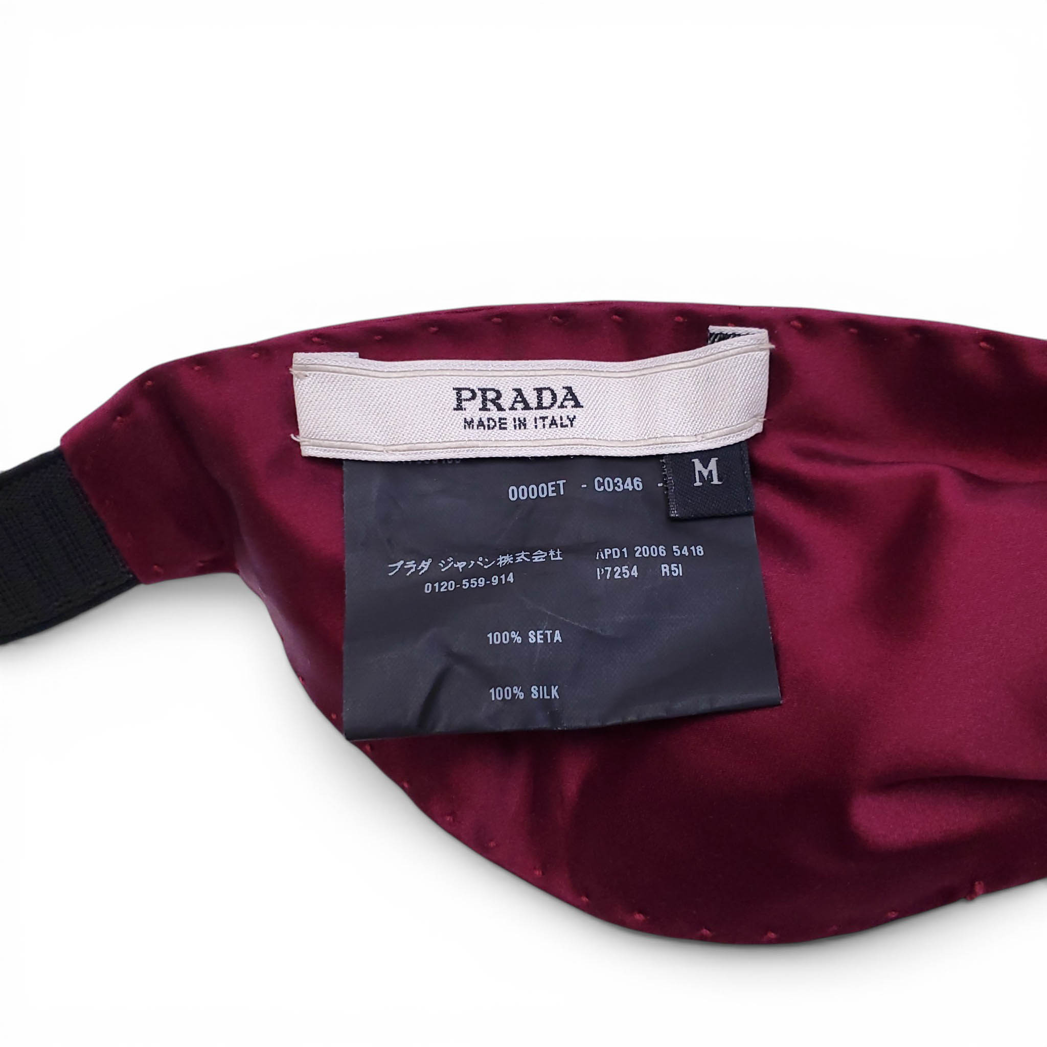 PRADA BURGUNDY SILK KNOT HEADBAND