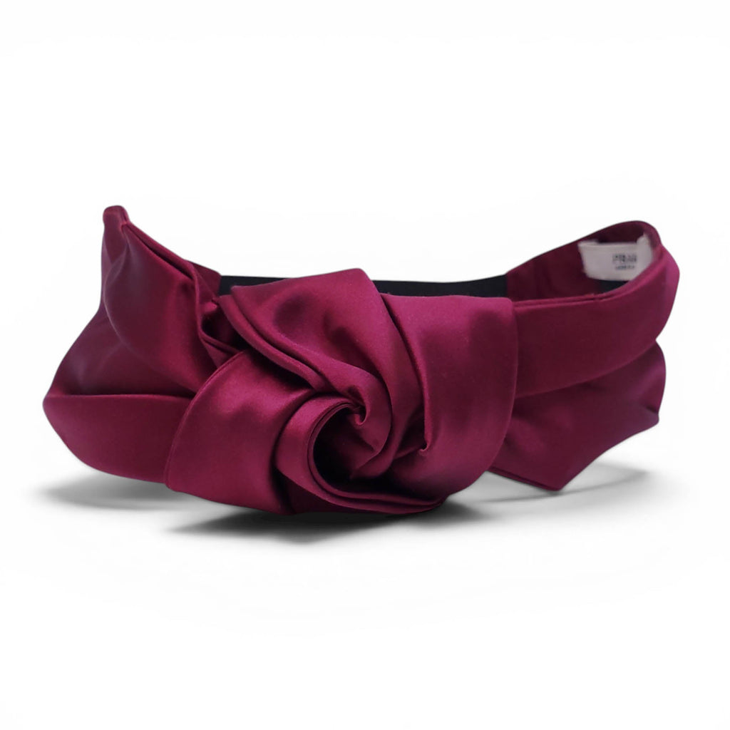 PRADA BURGUNDY SILK KNOT HEADBAND