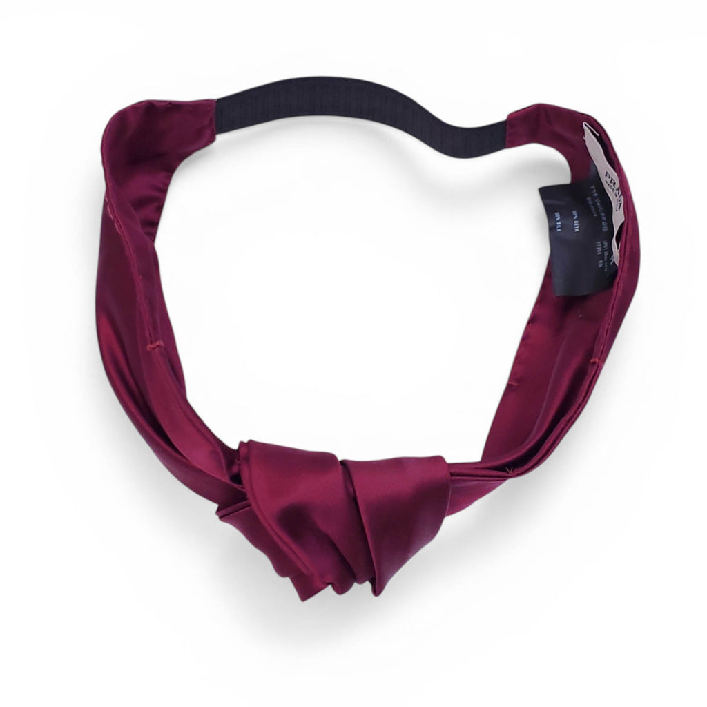 PRADA BURGUNDY SILK KNOT HEADBAND