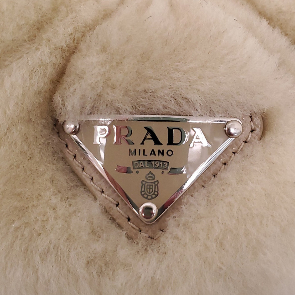 PRADA CREAM SHEARLING SCRUCHIE