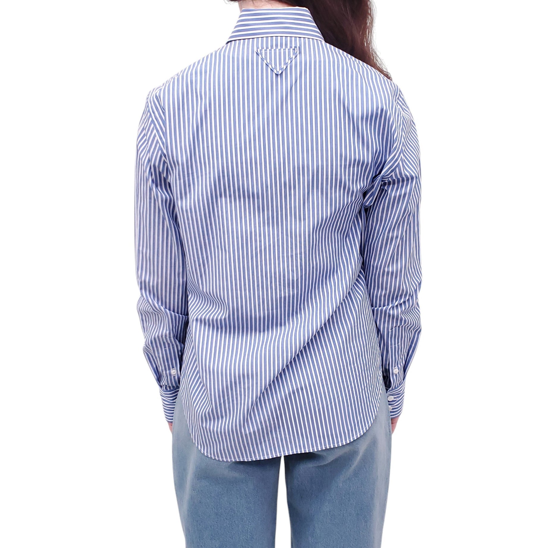 PRADA CRYSTAL EMBROIDERED STRIPED SHIRT - SIZE 38