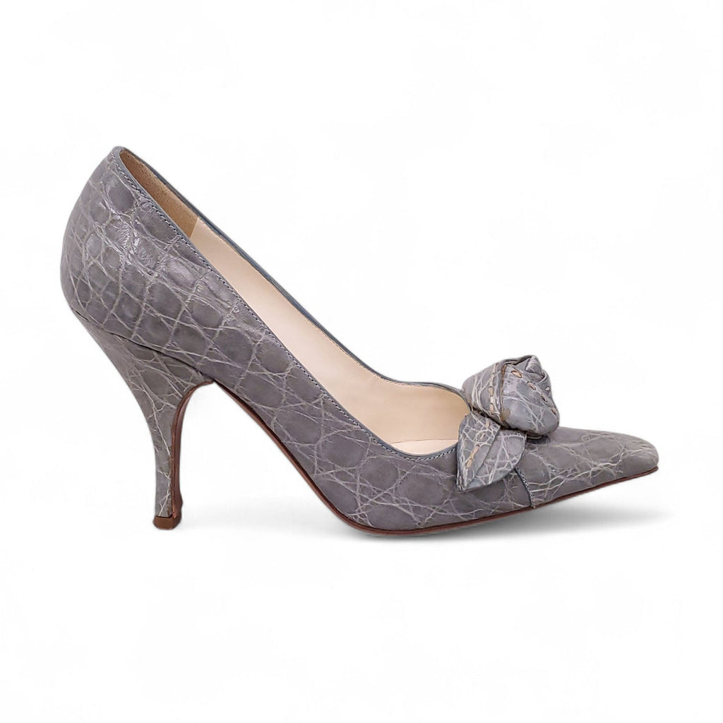 PRADA CROC HEELS WITH KNOT DETAIL - SIZE 37
