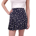 PRADA NAVY CLOVER PATTERNED PLEATED SKIRT - SIZE 38