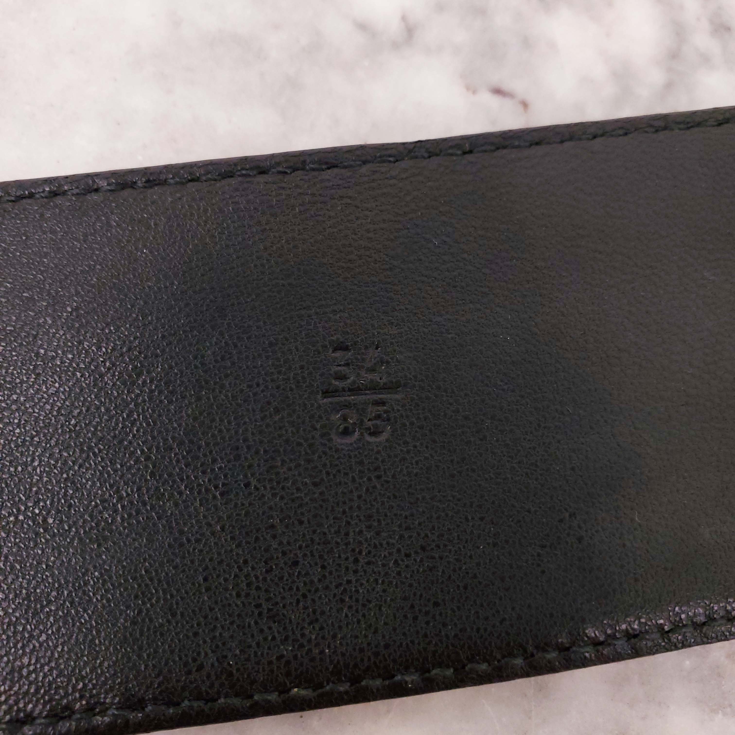 PRADA SILVER LEATHER BELT- SIZE 85