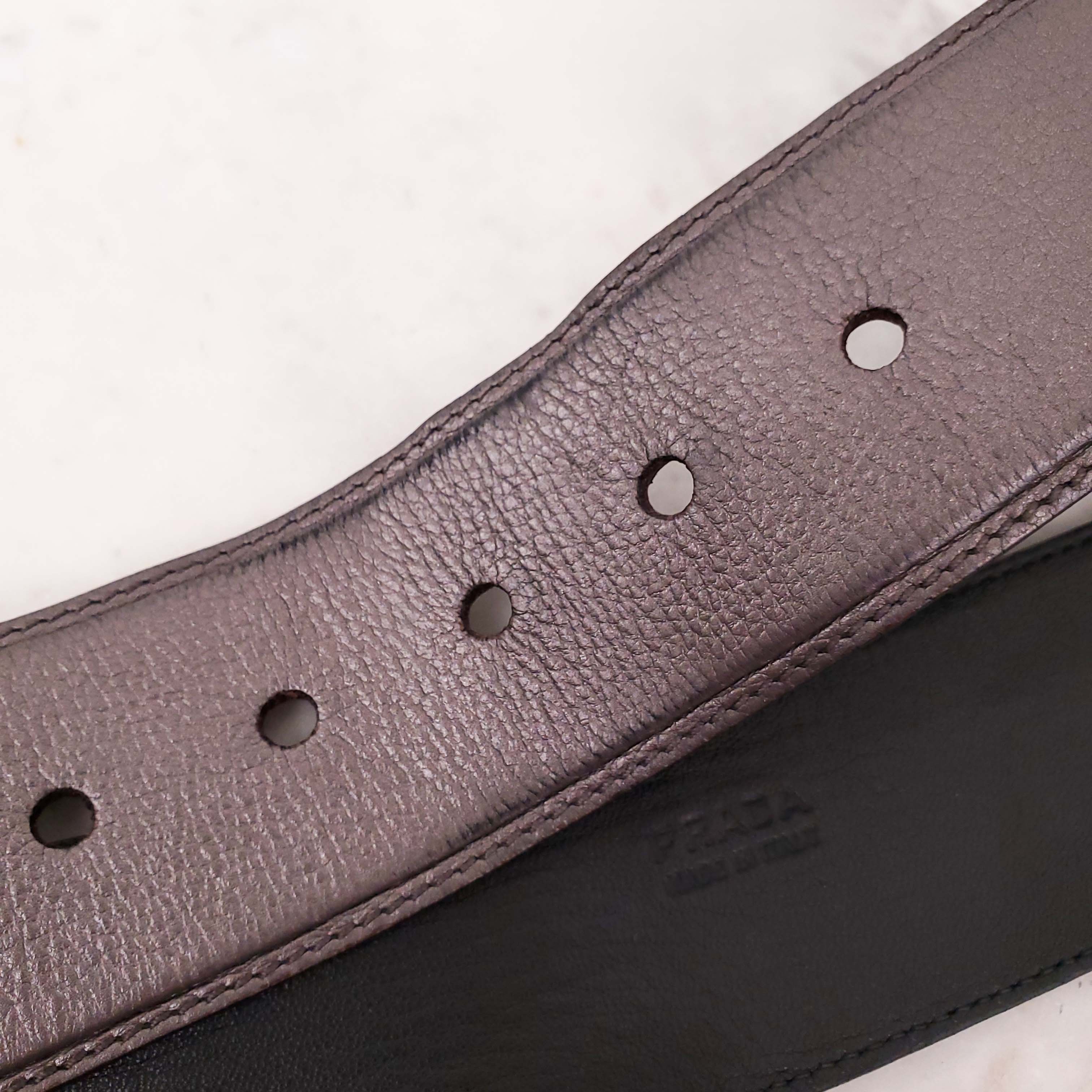 PRADA SILVER LEATHER BELT- SIZE 85