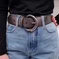 PRADA SILVER LEATHER BELT- SIZE 85