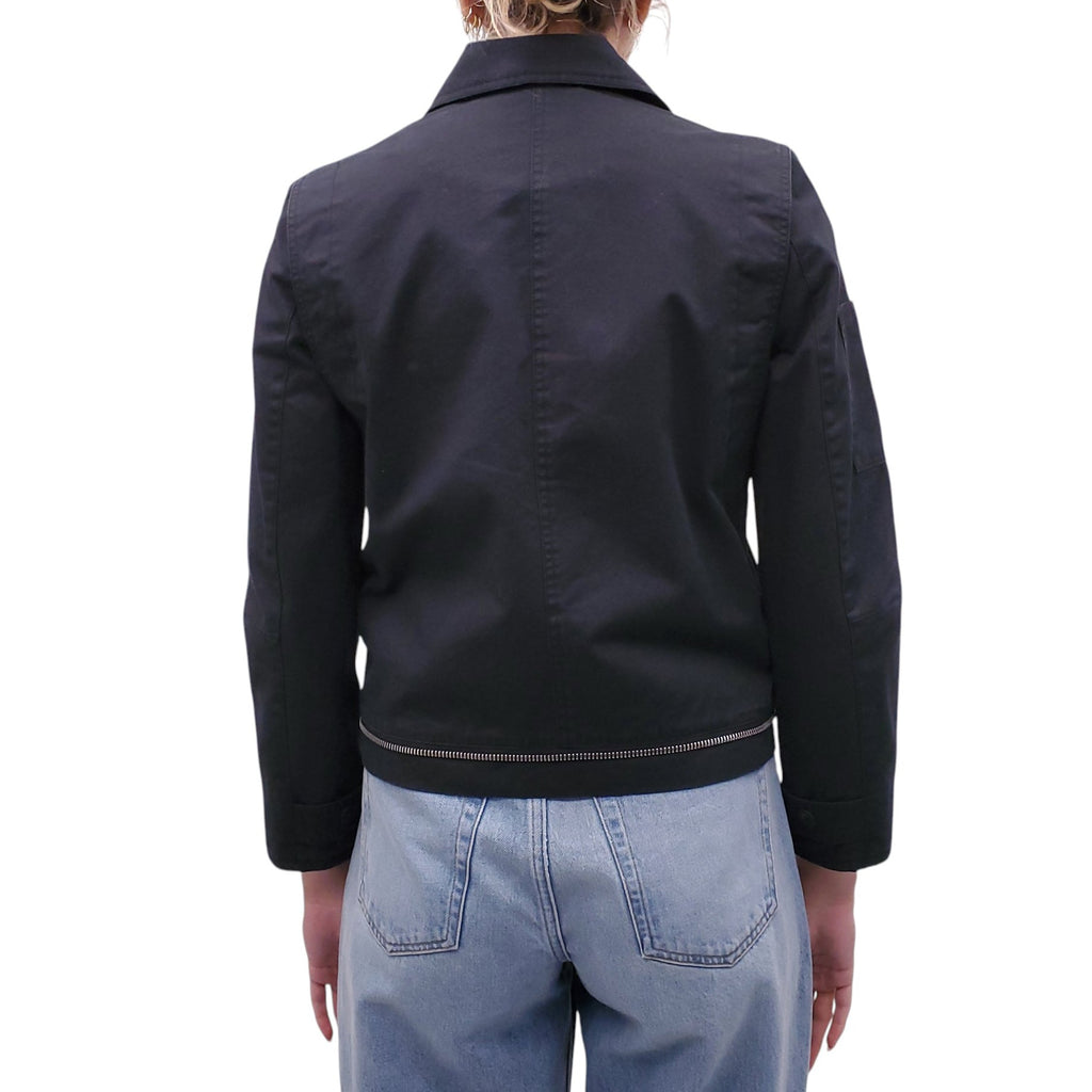 PROENZA SCHOULER BLACK CROPPED JACKET WITH ZIPPER DETAILS - SIZE XS