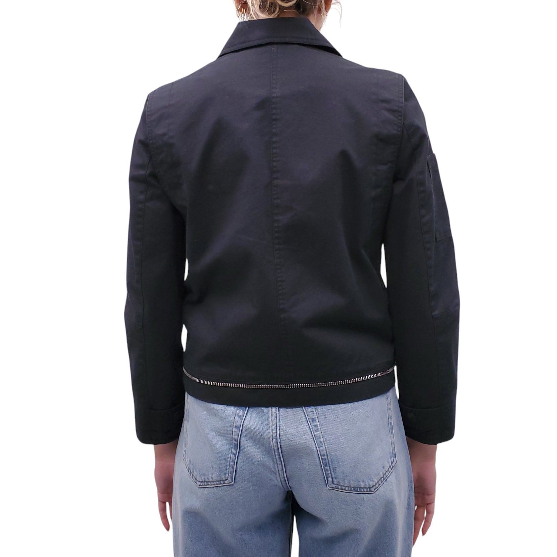 PROENZA SCHOULER BLACK CROPPED JACKET WITH ZIPPER DETAILS - SIZE XS