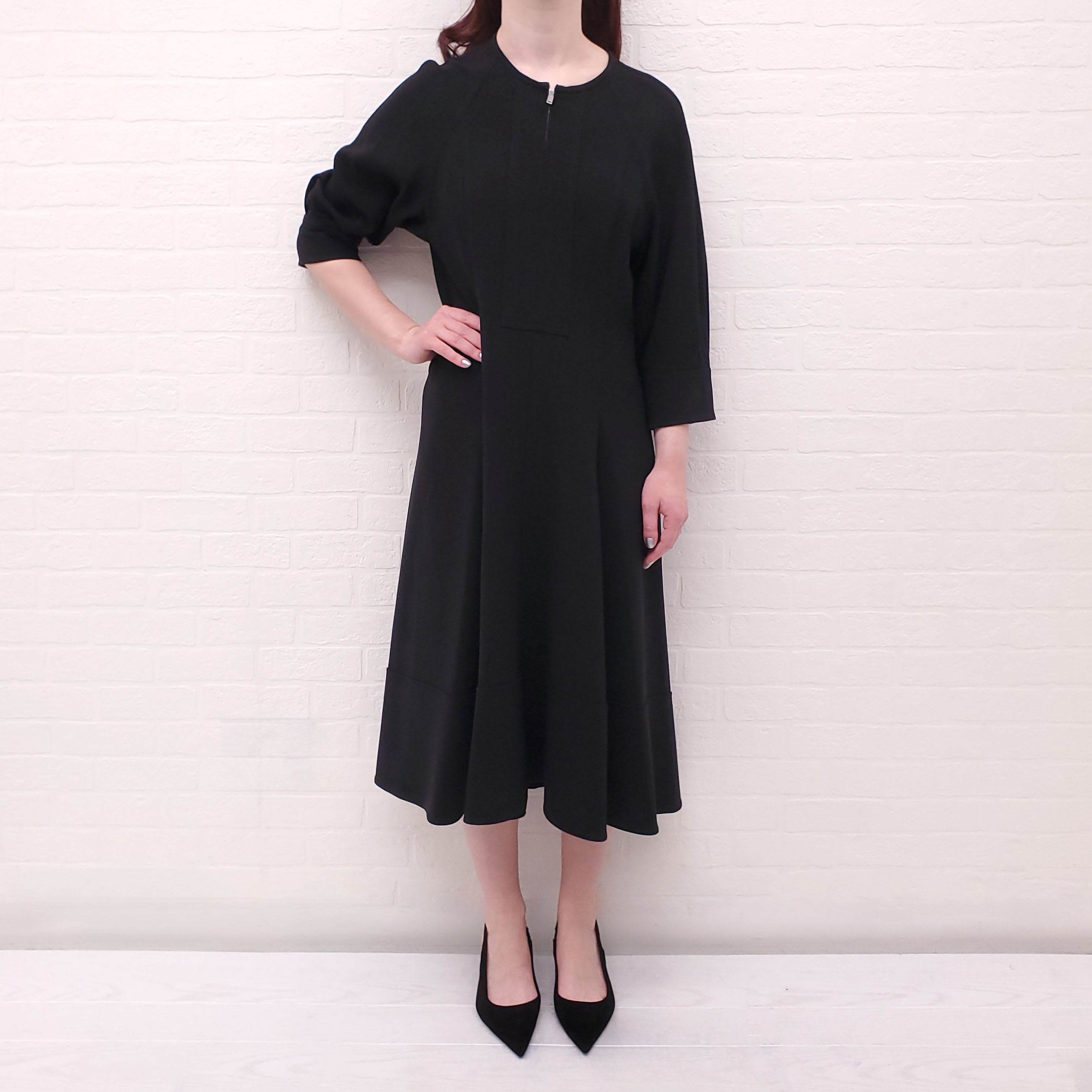 PROENZA SCHOULER BLACK DRESS WITH ZIPPER DETAIL - SIZE 8