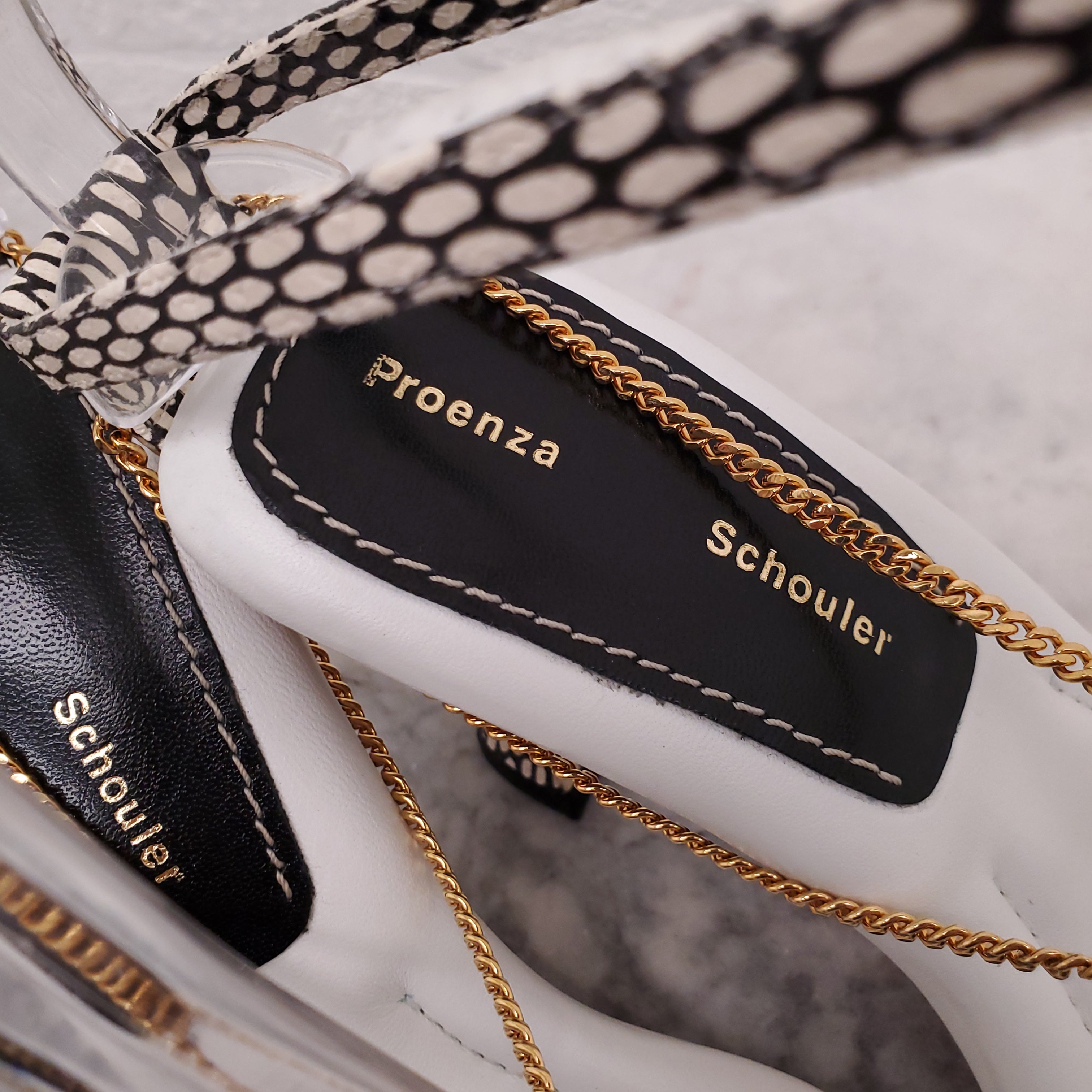 PROENZA SCHOULER WHITE CHAIN HEELS - SIZE 38