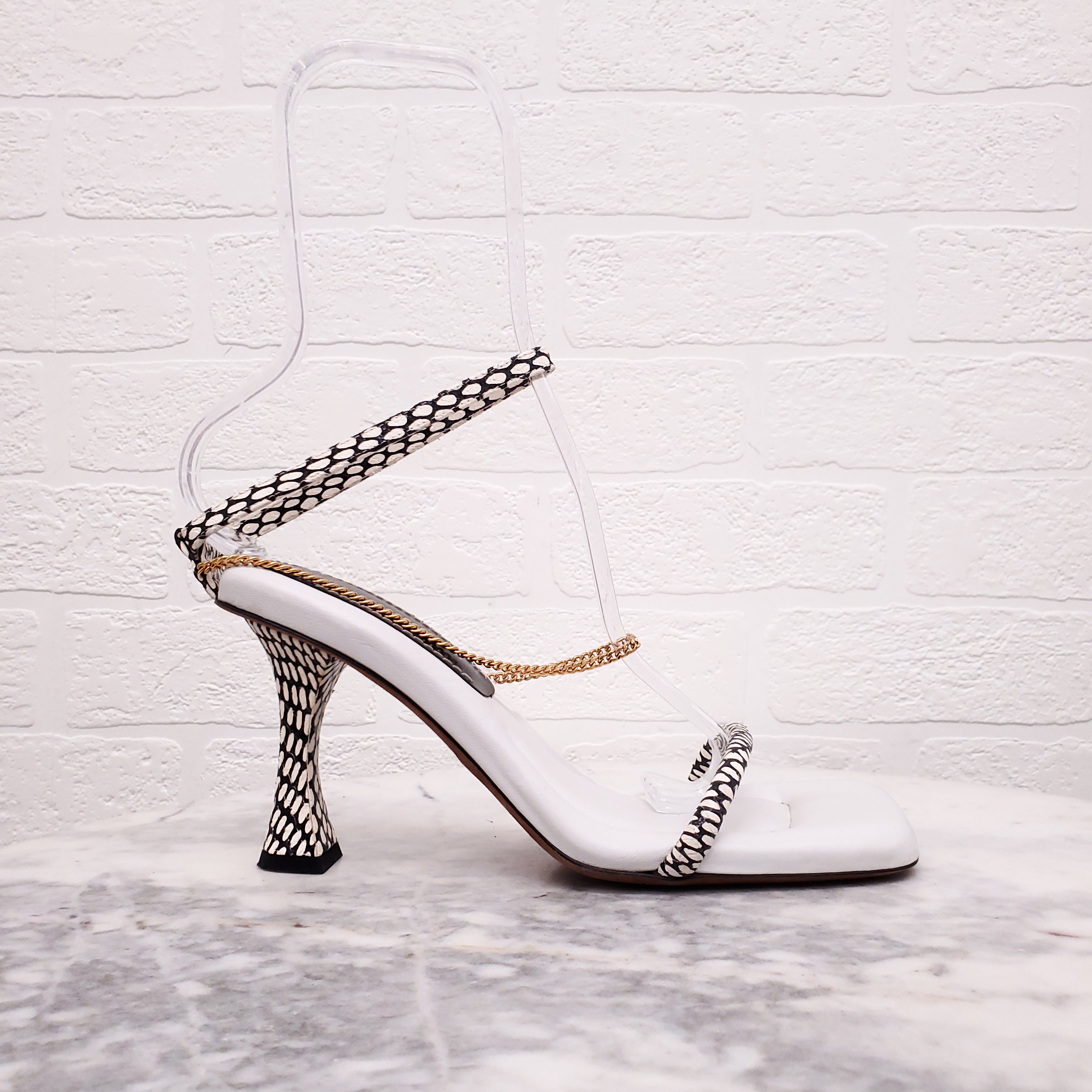 PROENZA SCHOULER WHITE CHAIN HEELS - SIZE 38