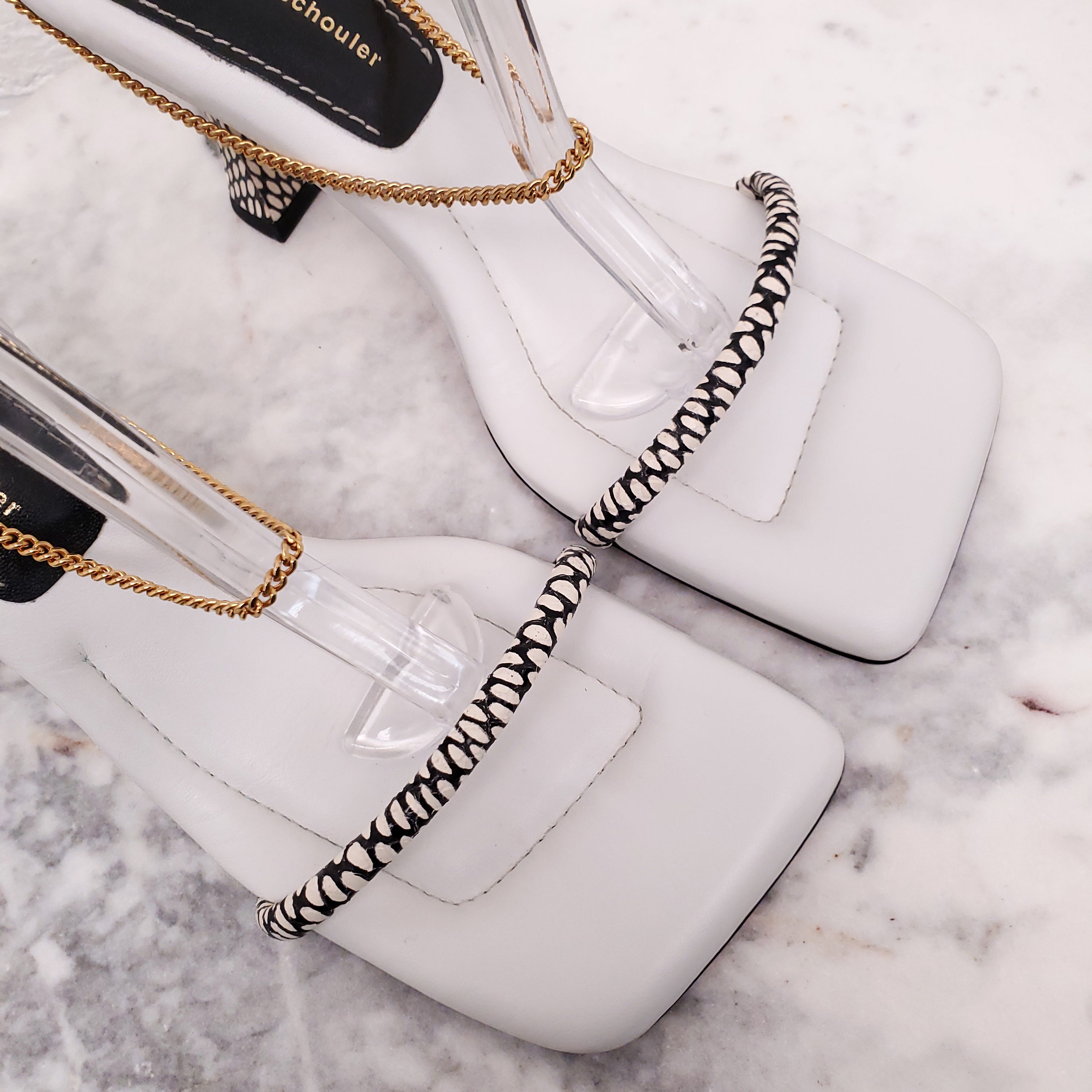 PROENZA SCHOULER WHITE CHAIN HEELS - SIZE 38