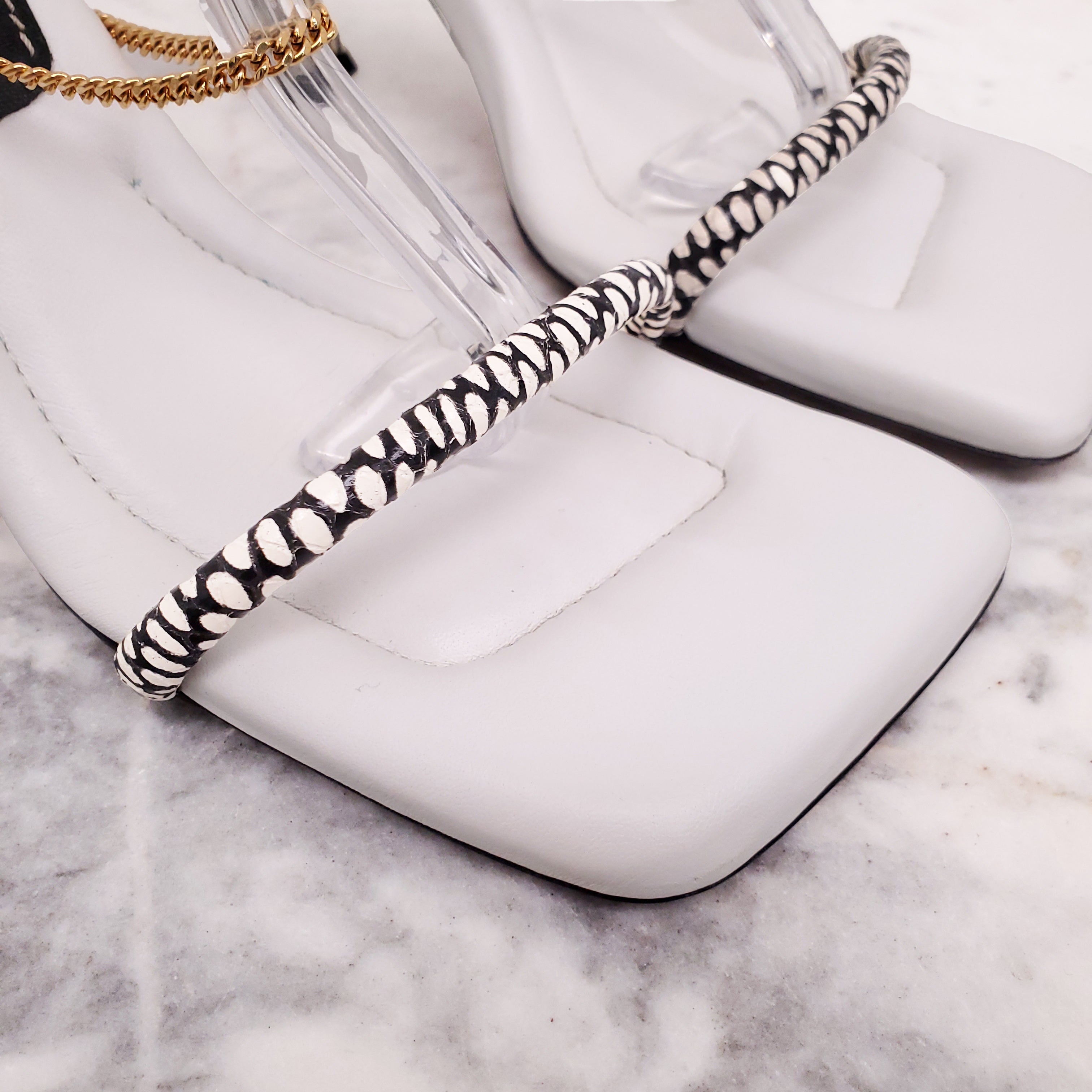 PROENZA SCHOULER WHITE CHAIN HEELS - SIZE 38