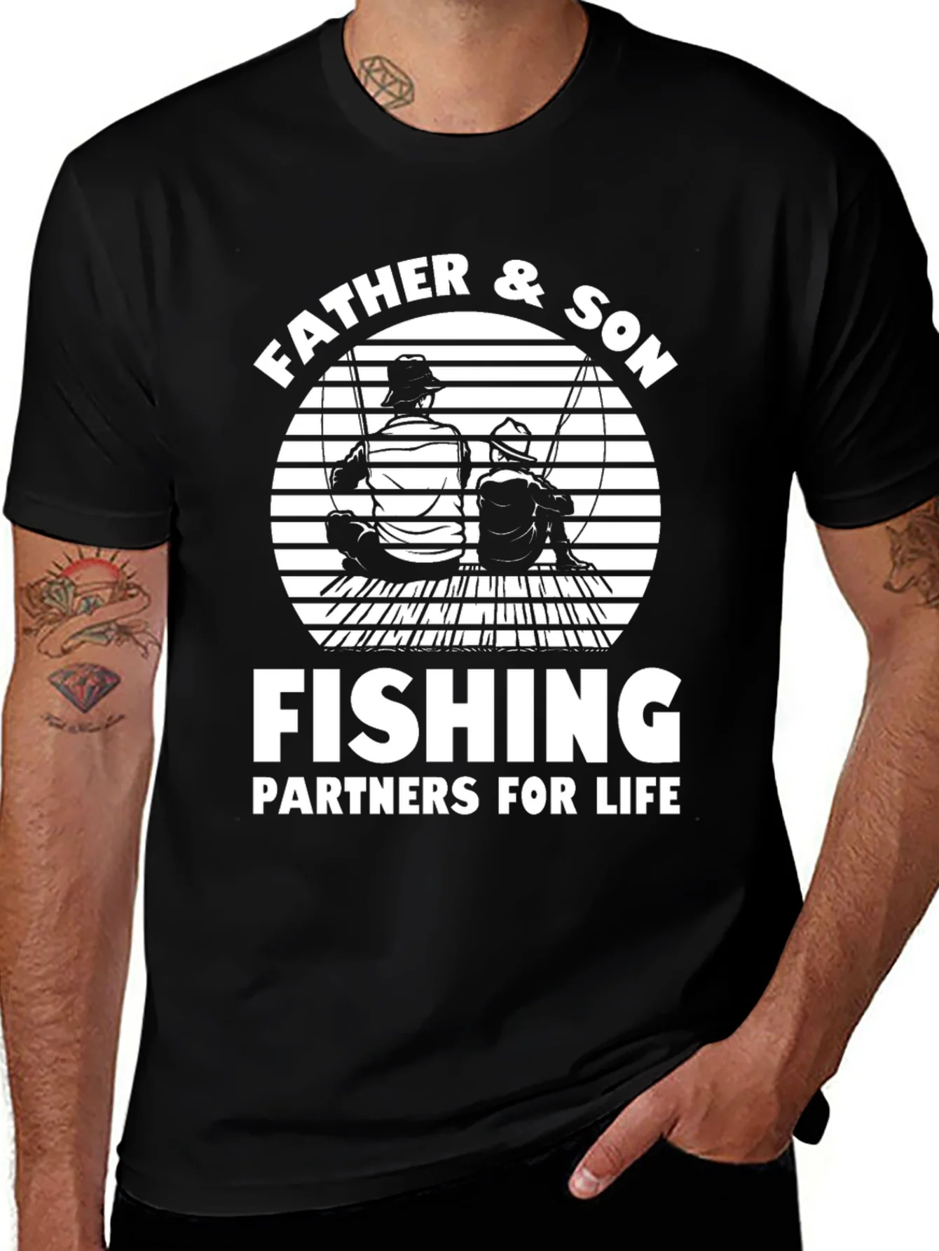 Father & Son Fishing Partners Black T-Shirt