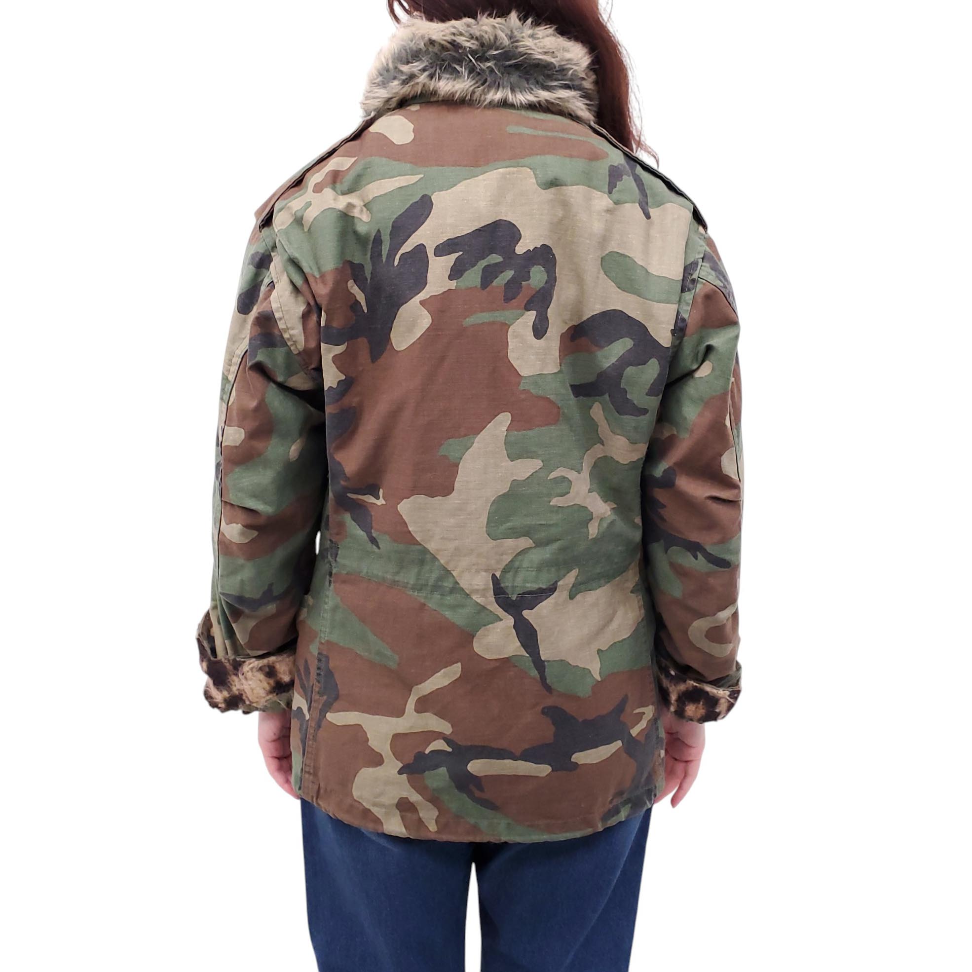 R13 CAMOUFLAGE JACKET WITH LEOPARD SLEEVE DETAIL - O/S