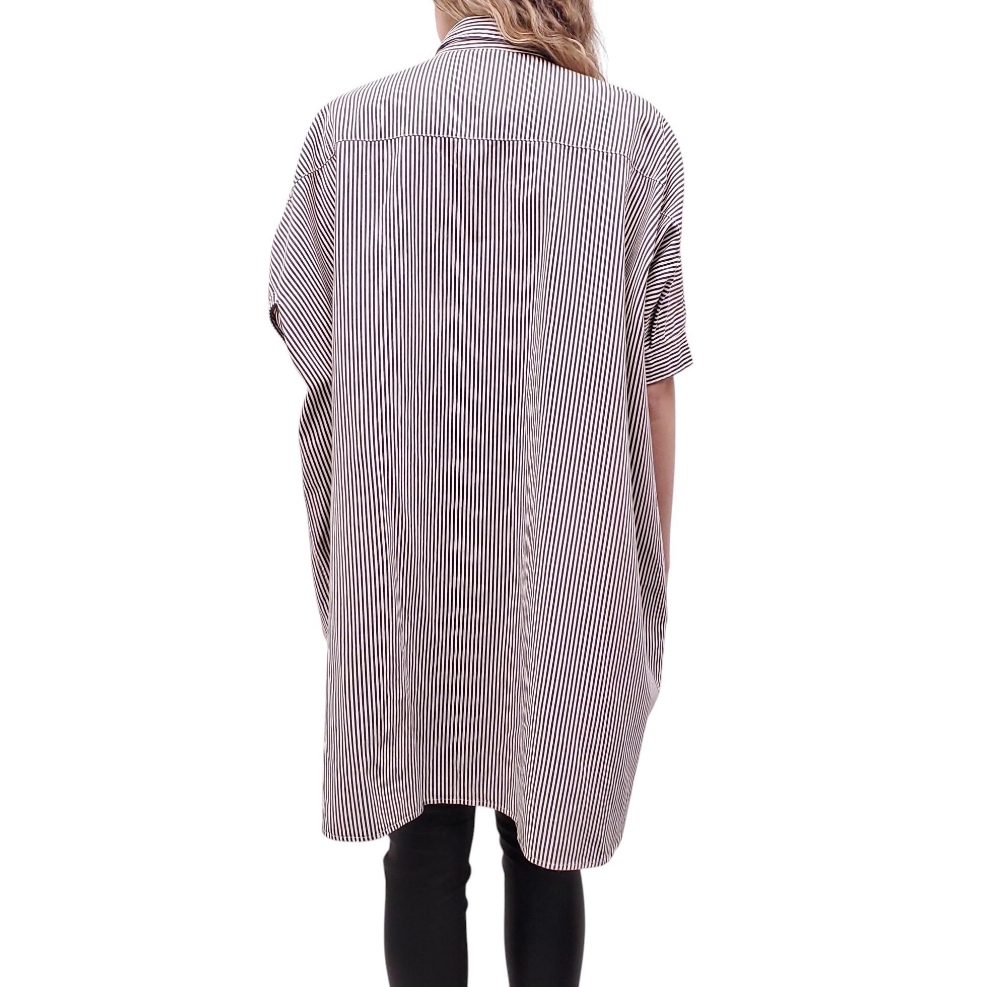 R13 STRIPED OVERSIZED SHIRT DRESS - SIZE XS