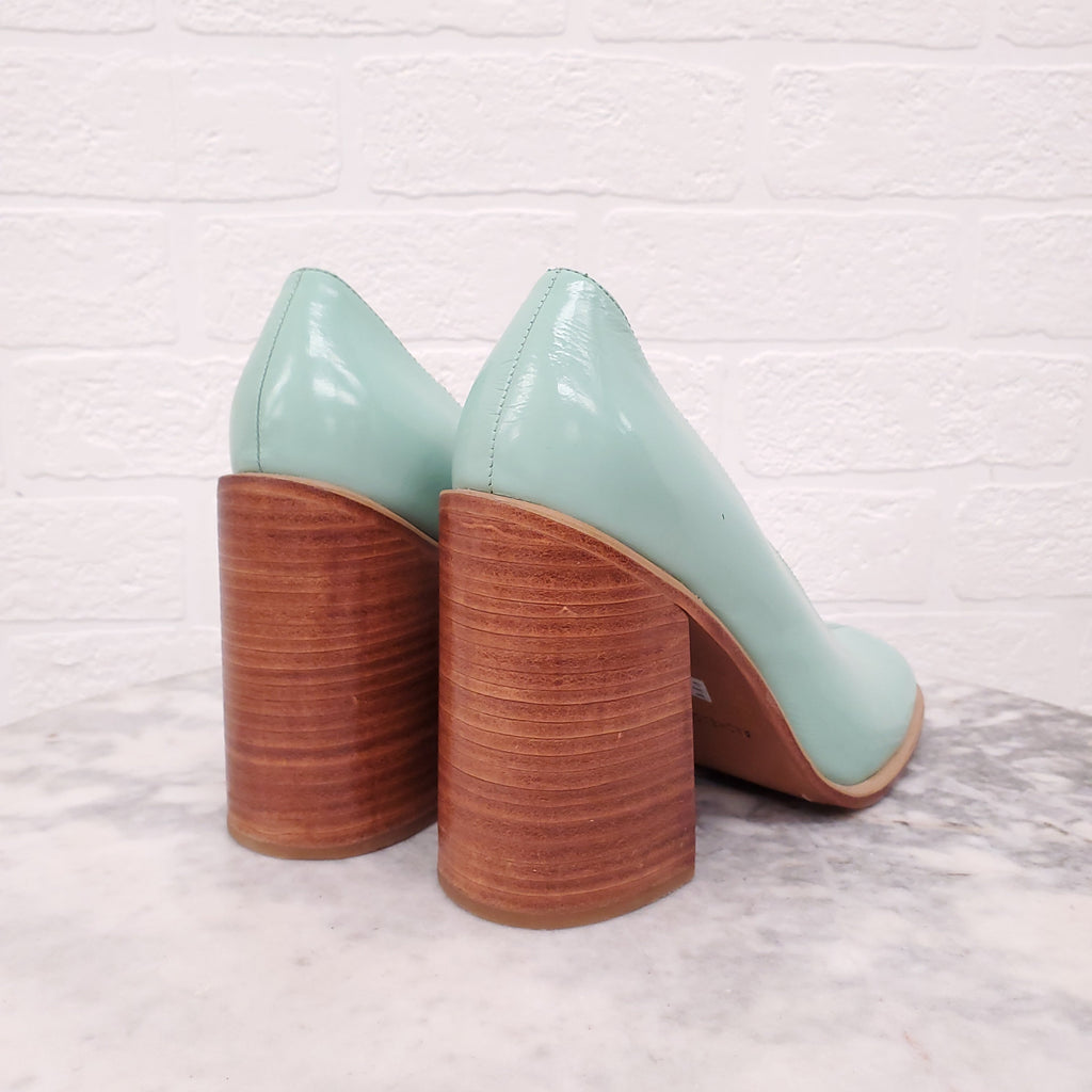 RACHEL COMEY GREEN PATENT HEELS - SIZE 7