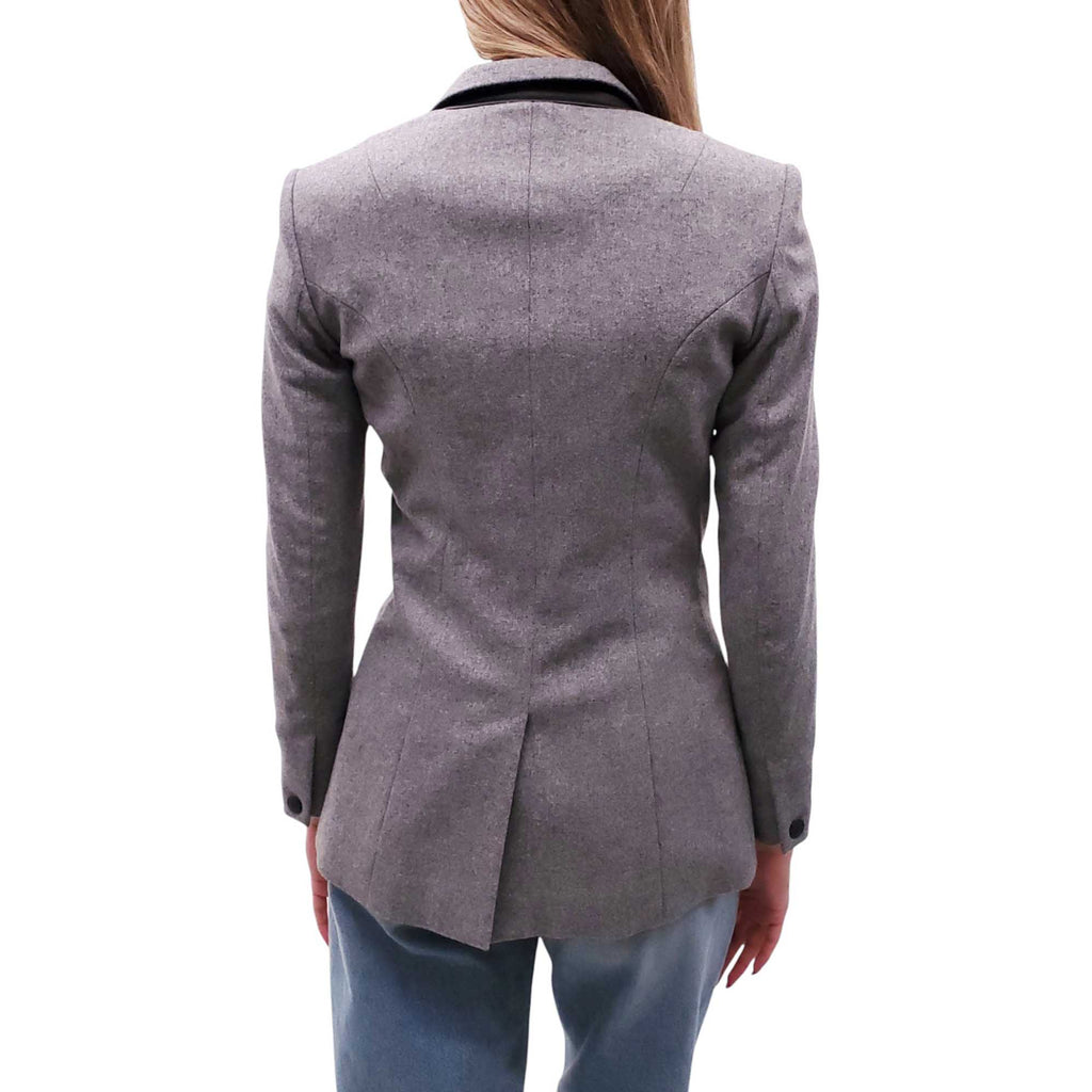 RAG & BONE GREY BLAZER WITH LEATHER DETAIL - SIZE 00