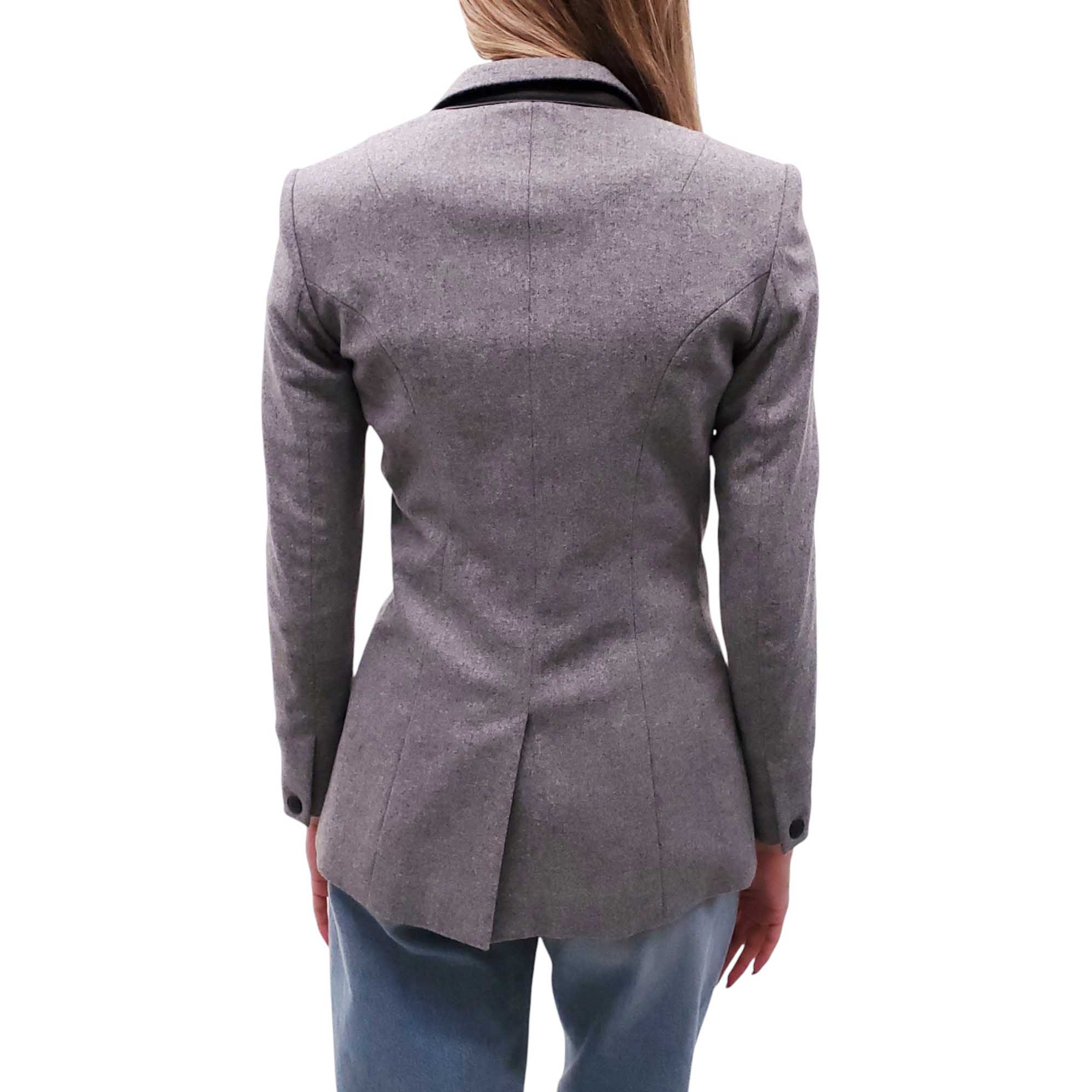 RAG & BONE GREY BLAZER WITH LEATHER DETAIL - SIZE 00