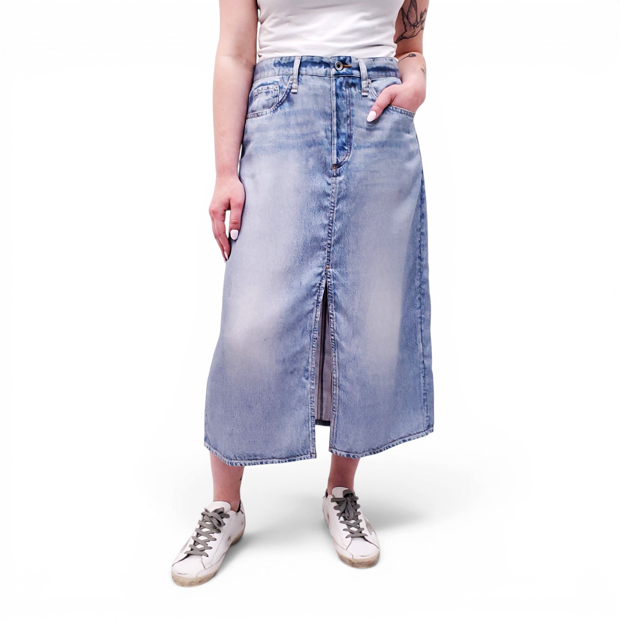 RAG & BONE TULIP LIQUID MIRAMAR MIDI SKIRT - SIZE 31