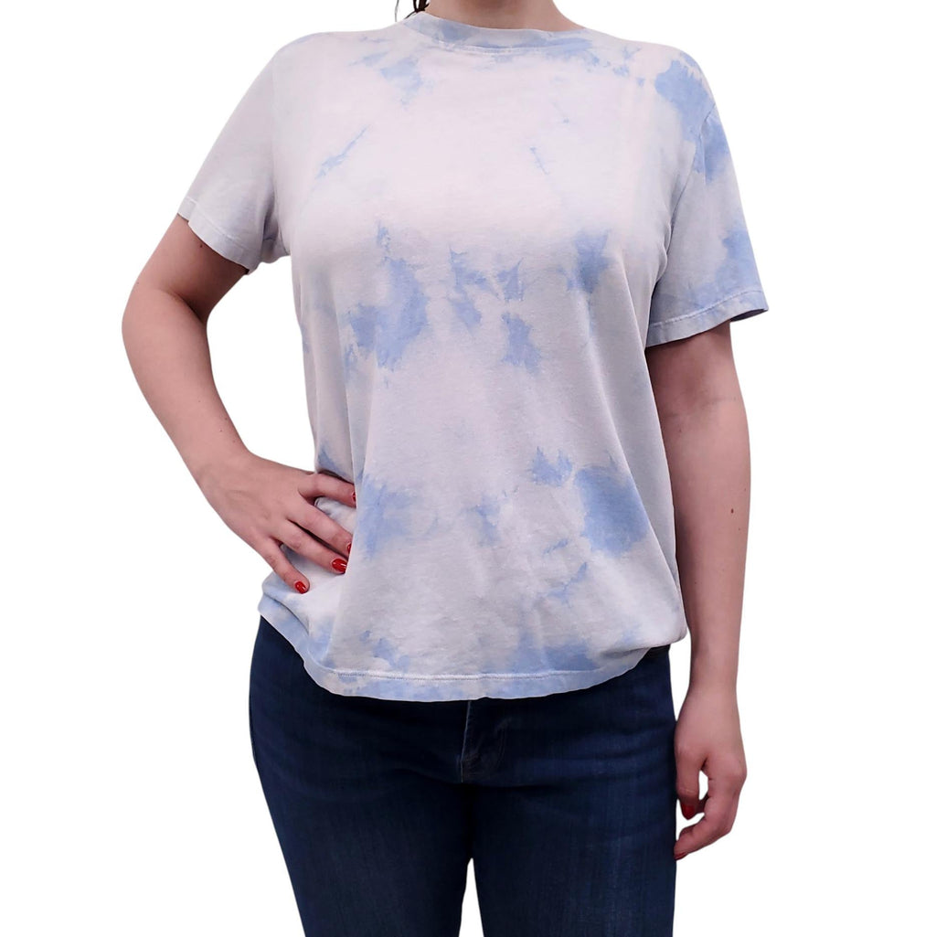 RAQUEL ALLEGRA SKY BLUE TIE-DYE T-SHIRT - SIZE 0 (XS)
