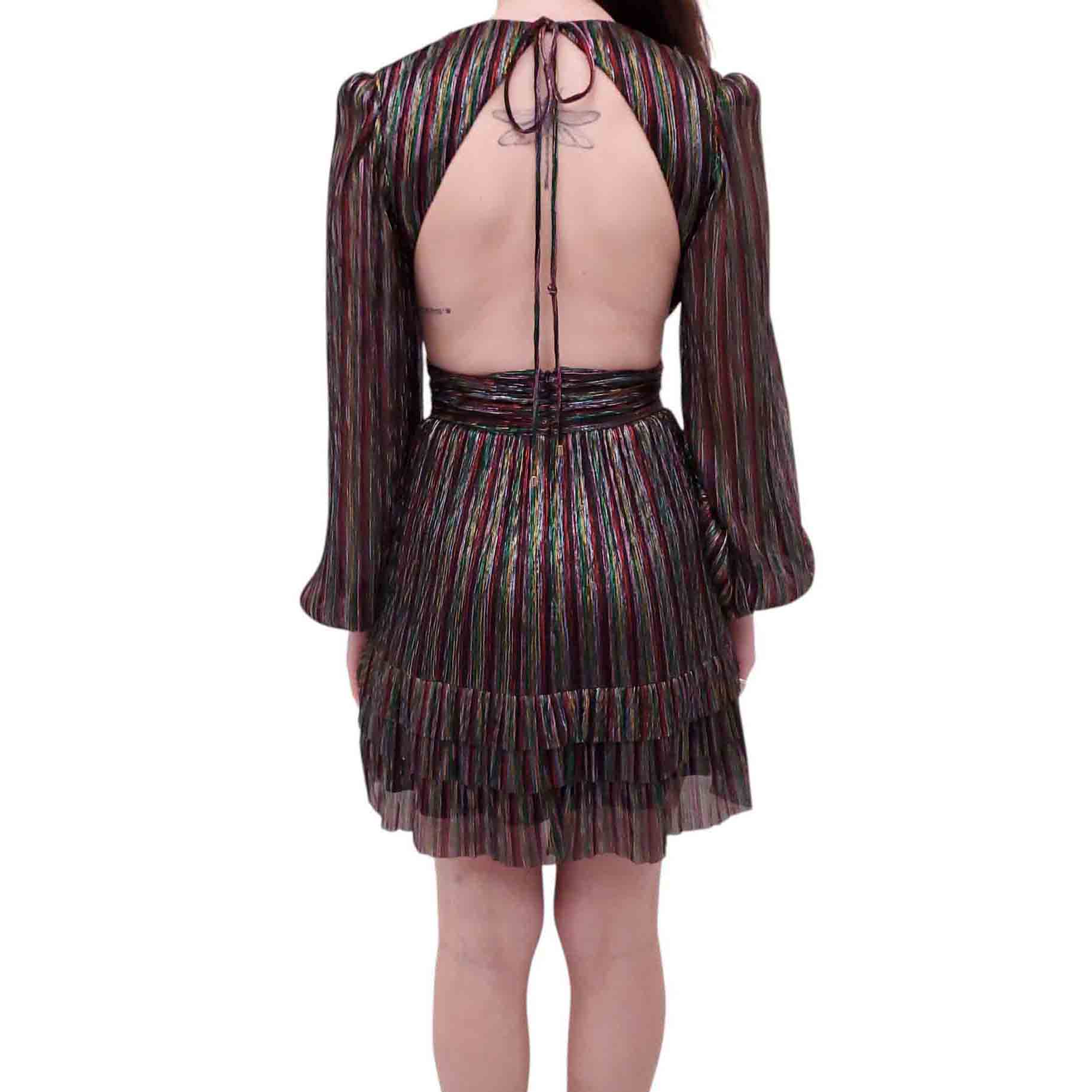 REBECCA VALLANCE MULTICOLOURED METALLIC MINI DRESS - SIZE US 4