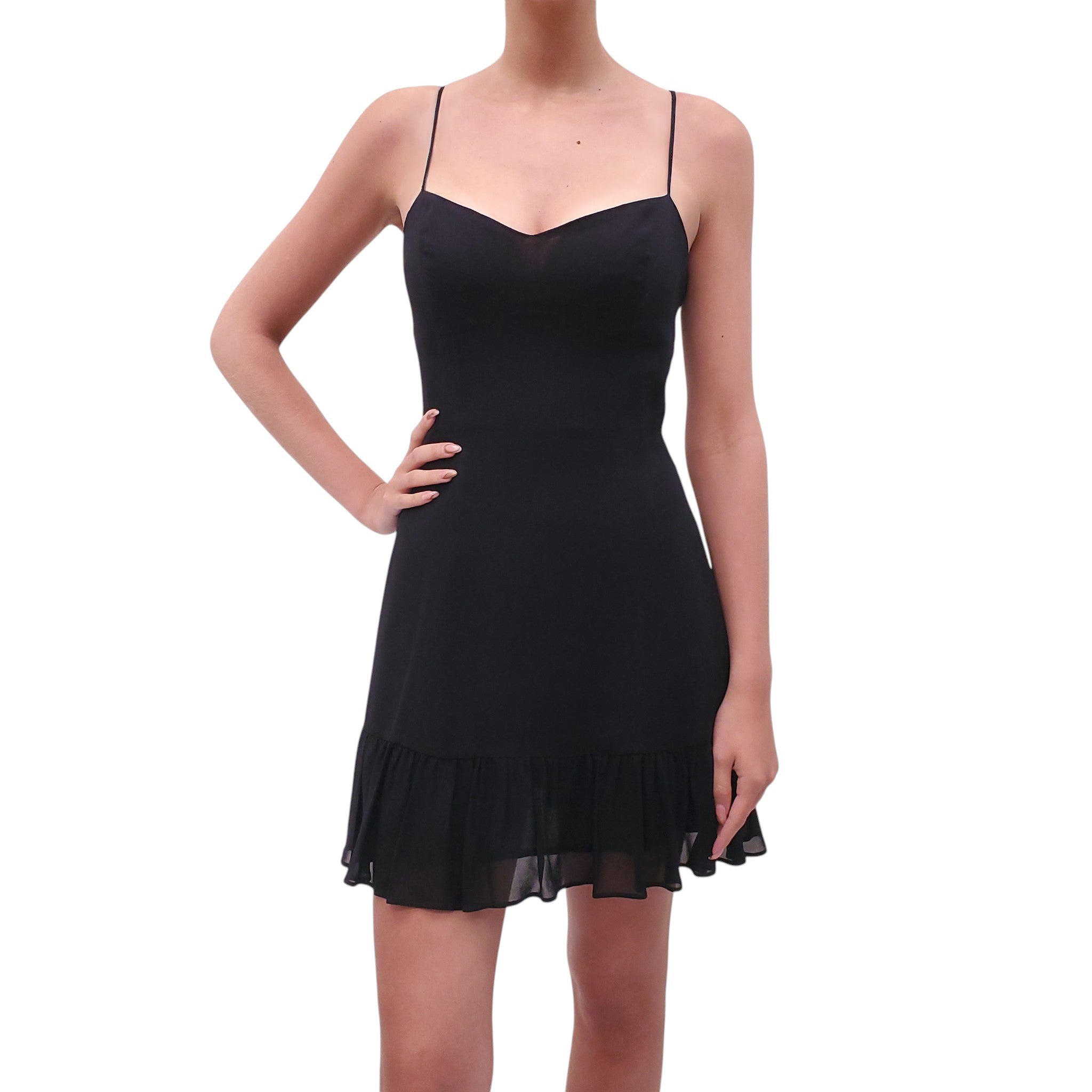 REFORMATION BLACK RUFFLE DRESS - SIZE 6