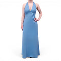REFORMATION BLUE HALTER LINEN DRESS - SIZE 8