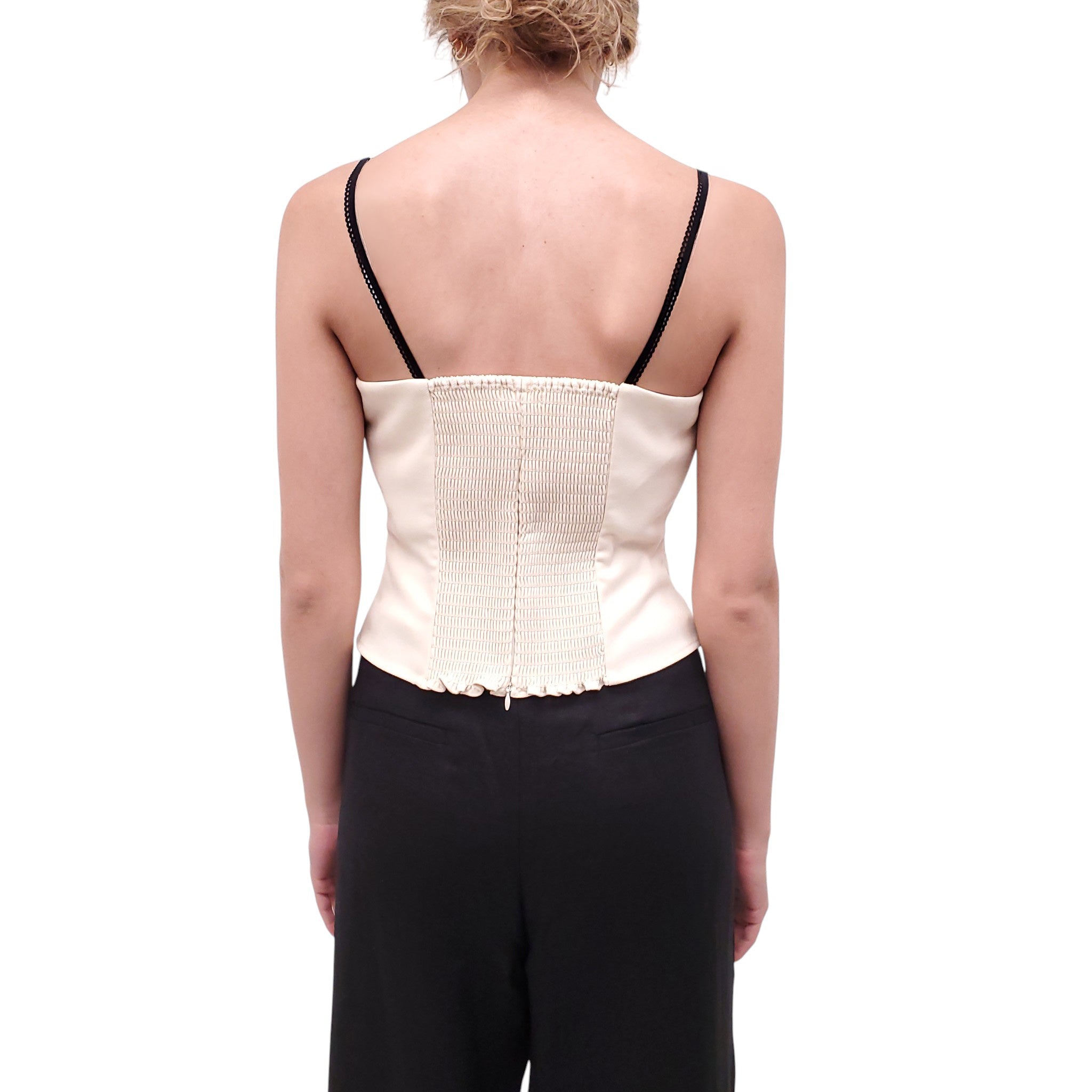 REFORMATION CREAM AND BLACK BUSTIER TOP - SIZE 6
