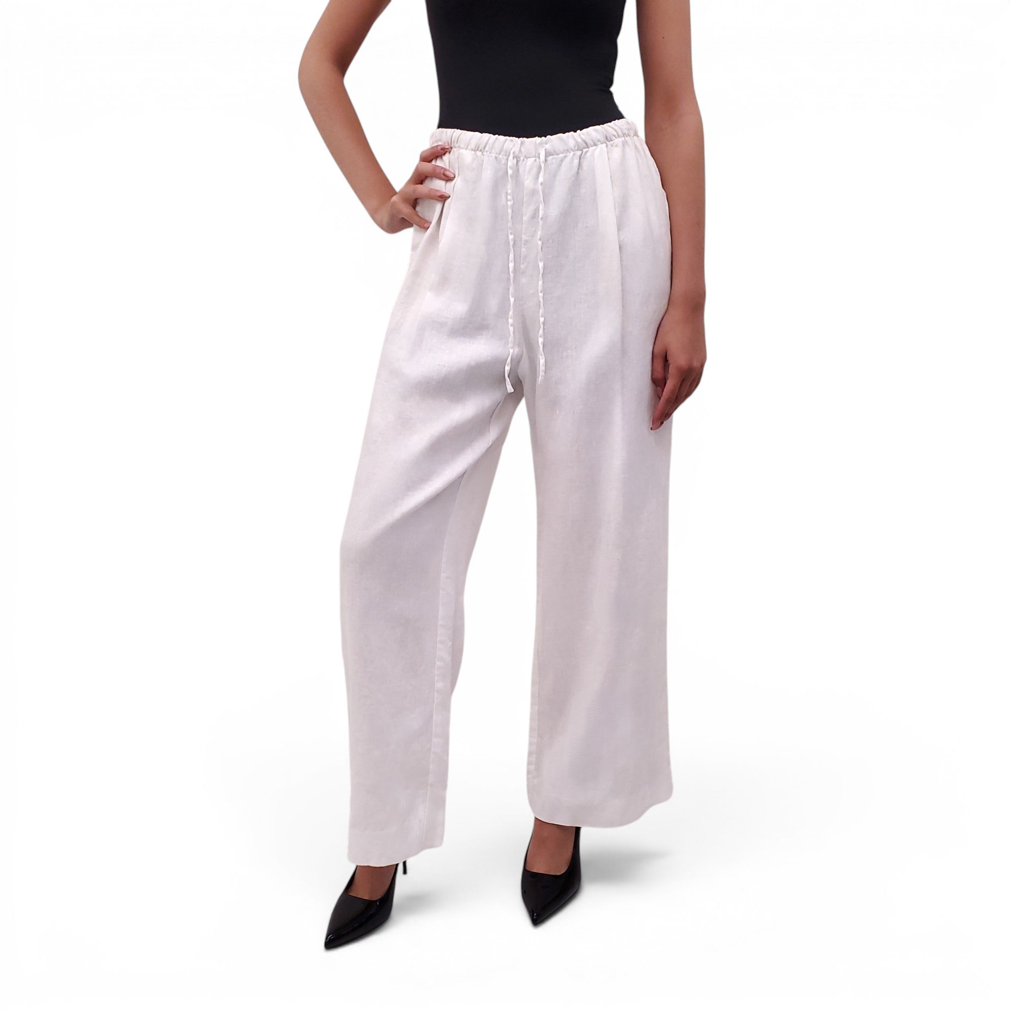 REFORMATION WHITE LINEN PANTS - SIZE M