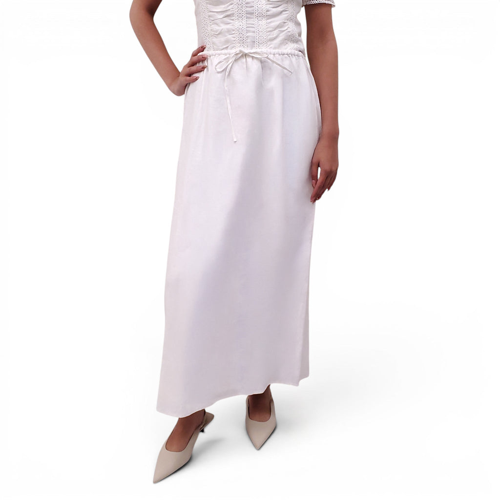 REFORMATION WHITE LINEN SKIRT - SIZE M