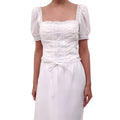 REFORMATION WHITE SHORT-SLEEVE EYELET TOP - SIZE 8