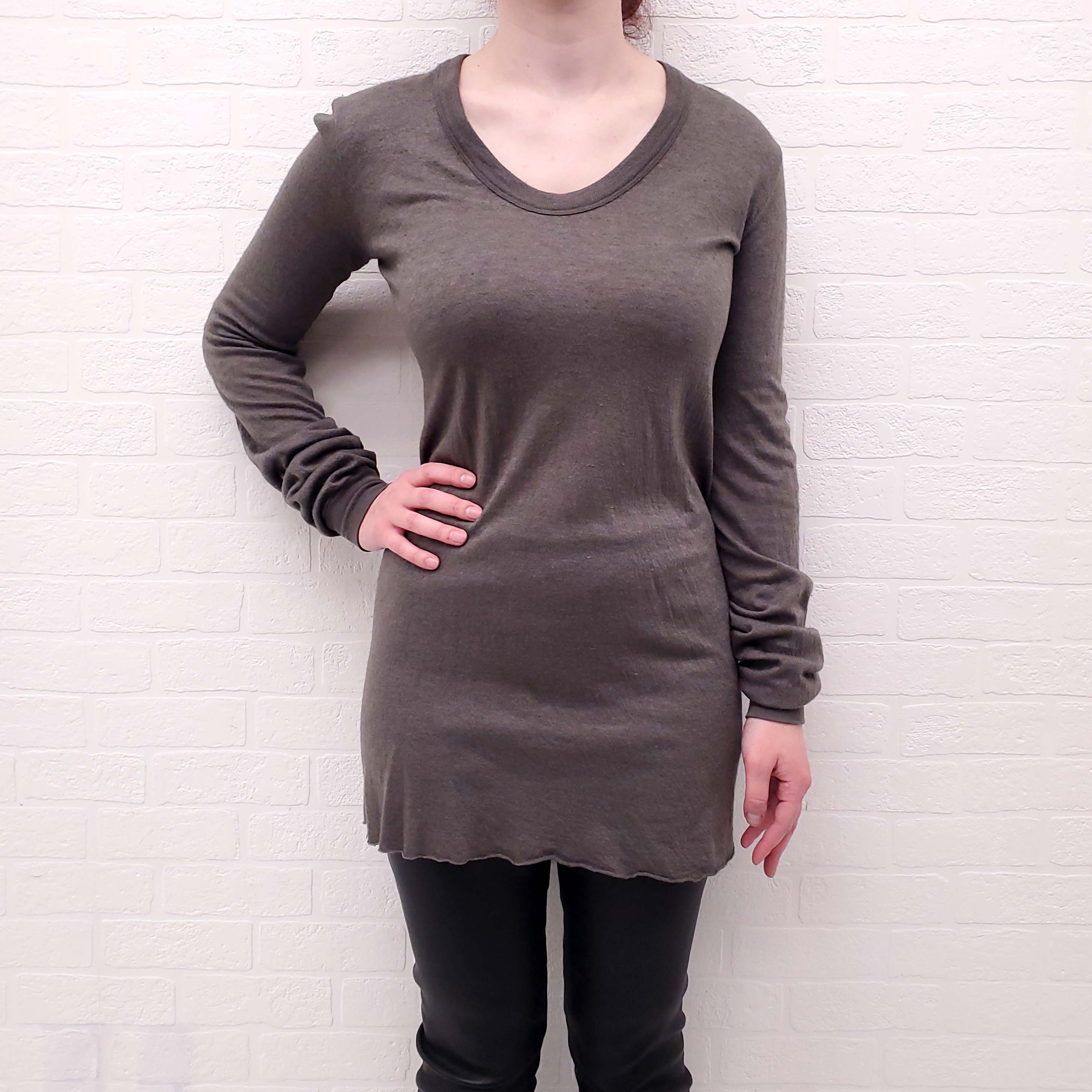 RICK OWENS GREY LONG SLEEVE SWEATER - SIZE M