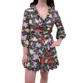 RIXO PATTERNED WRAP DRESS - SIZE S