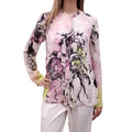 ROBERTO CAVALLI PINK AND NEON YELLOW FLORAL SILK BLOUSE - SIZE 44