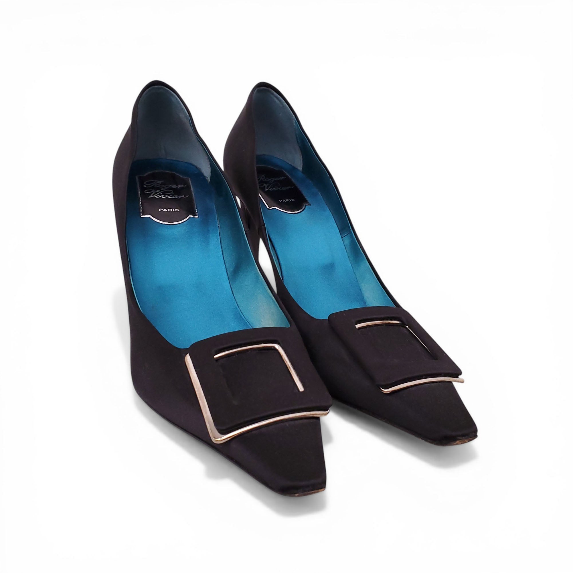 ROGER VIVIER BLACK SATIN HEELS - SIZE 40
