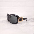 ROGER VIVIER BLACK SUNGLASSES WITH GOLD BUCKLE DETAIL