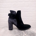 ROGER VIVIER GREY AND BLACK SUEDE BUCKLE BOOTS - SIZE 38