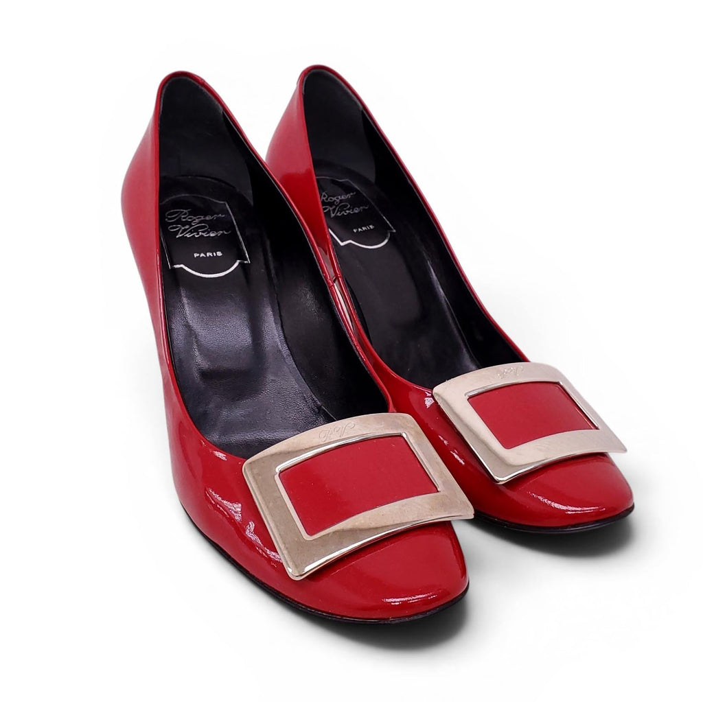 ROGER VIVIER RED PATENT HEELS - SIZE 38.5