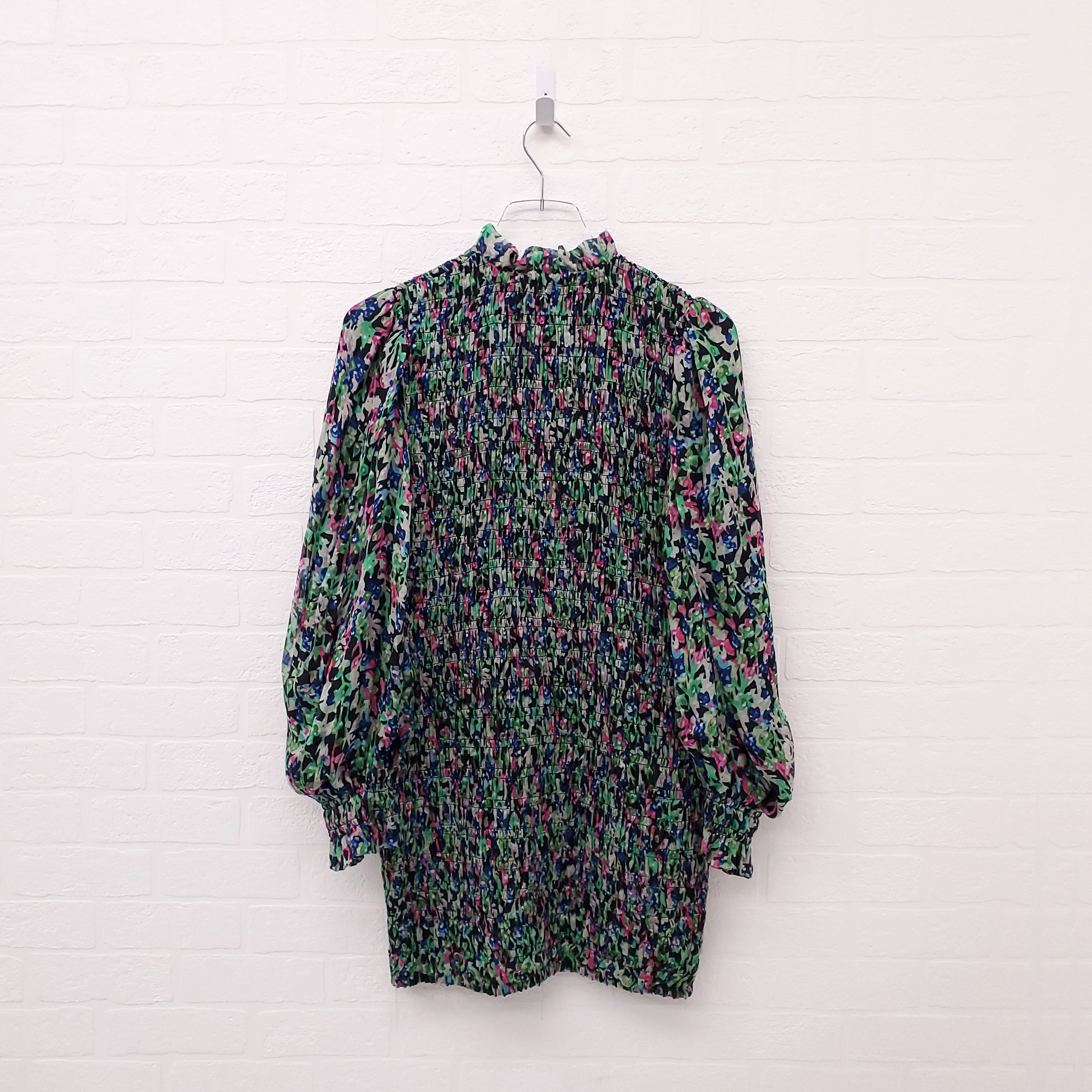 ROSEANNE FLORAL RUCHED DRESS - SIZE S