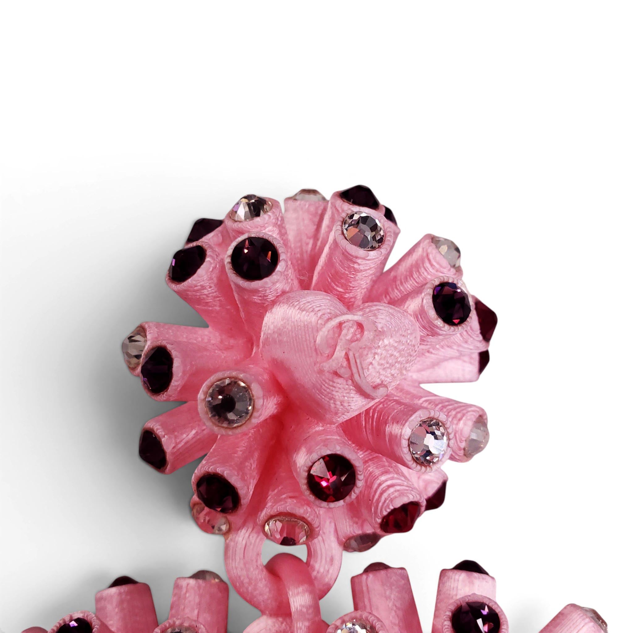 ROUSSEY PINK CRYSTAL HEART EARRINGS