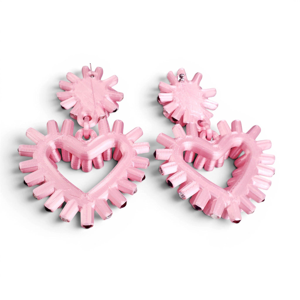 ROUSSEY PINK CRYSTAL HEART EARRINGS