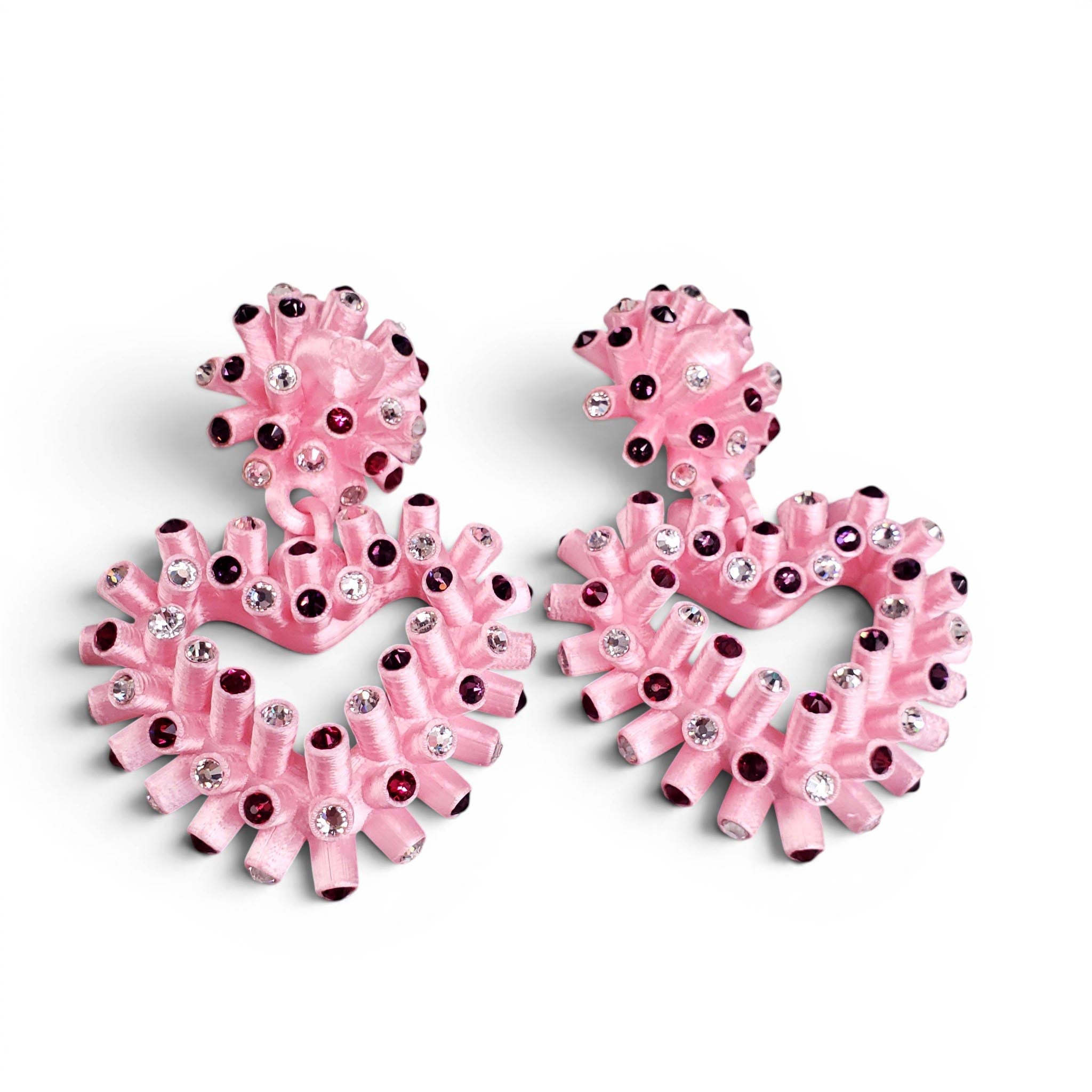 ROUSSEY PINK CRYSTAL HEART EARRINGS