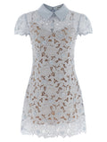 Self Portrait Women 'Blue Guipure Lace Mini' Dress